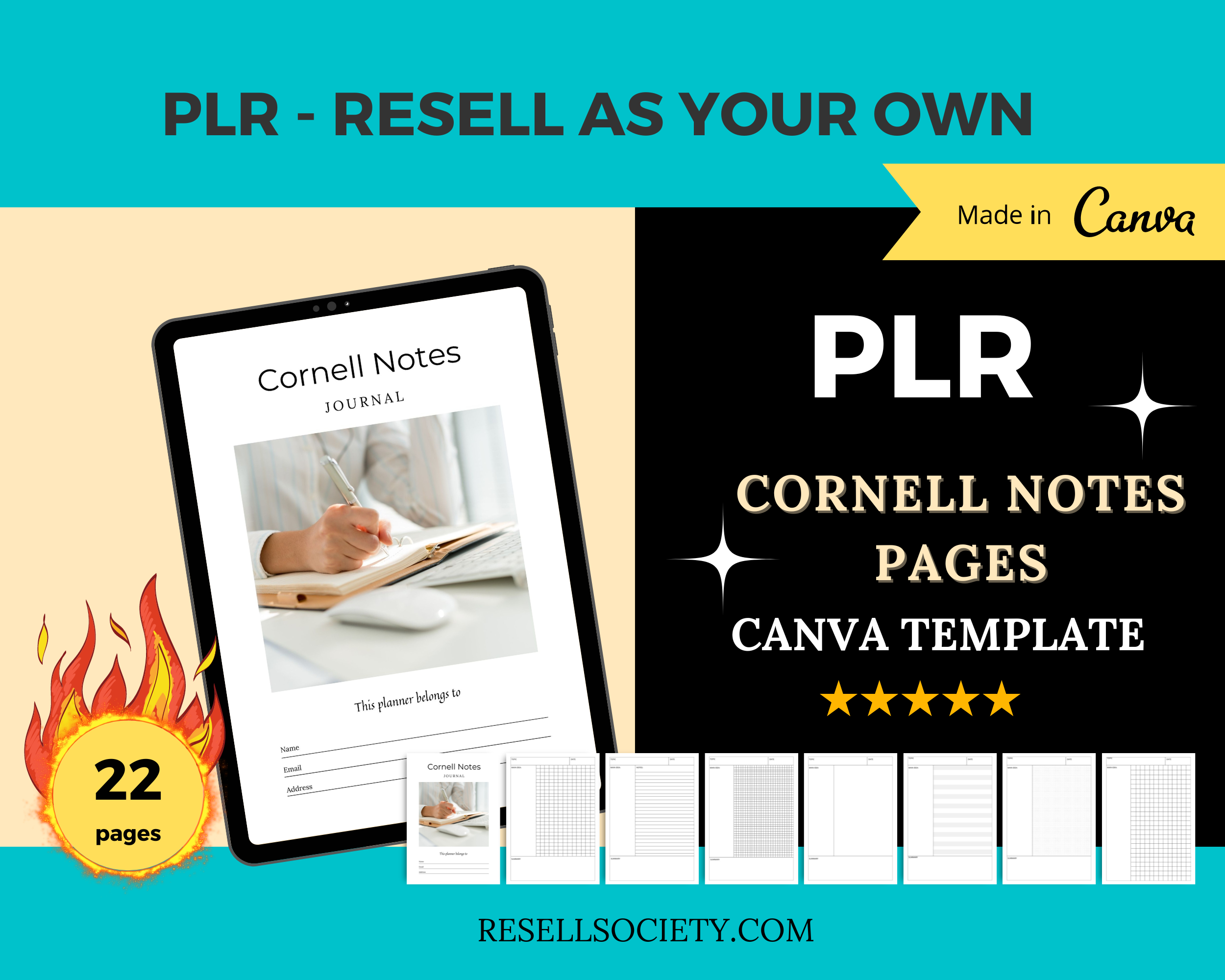 Editable Cornell Notes in Canva | Commercial Use