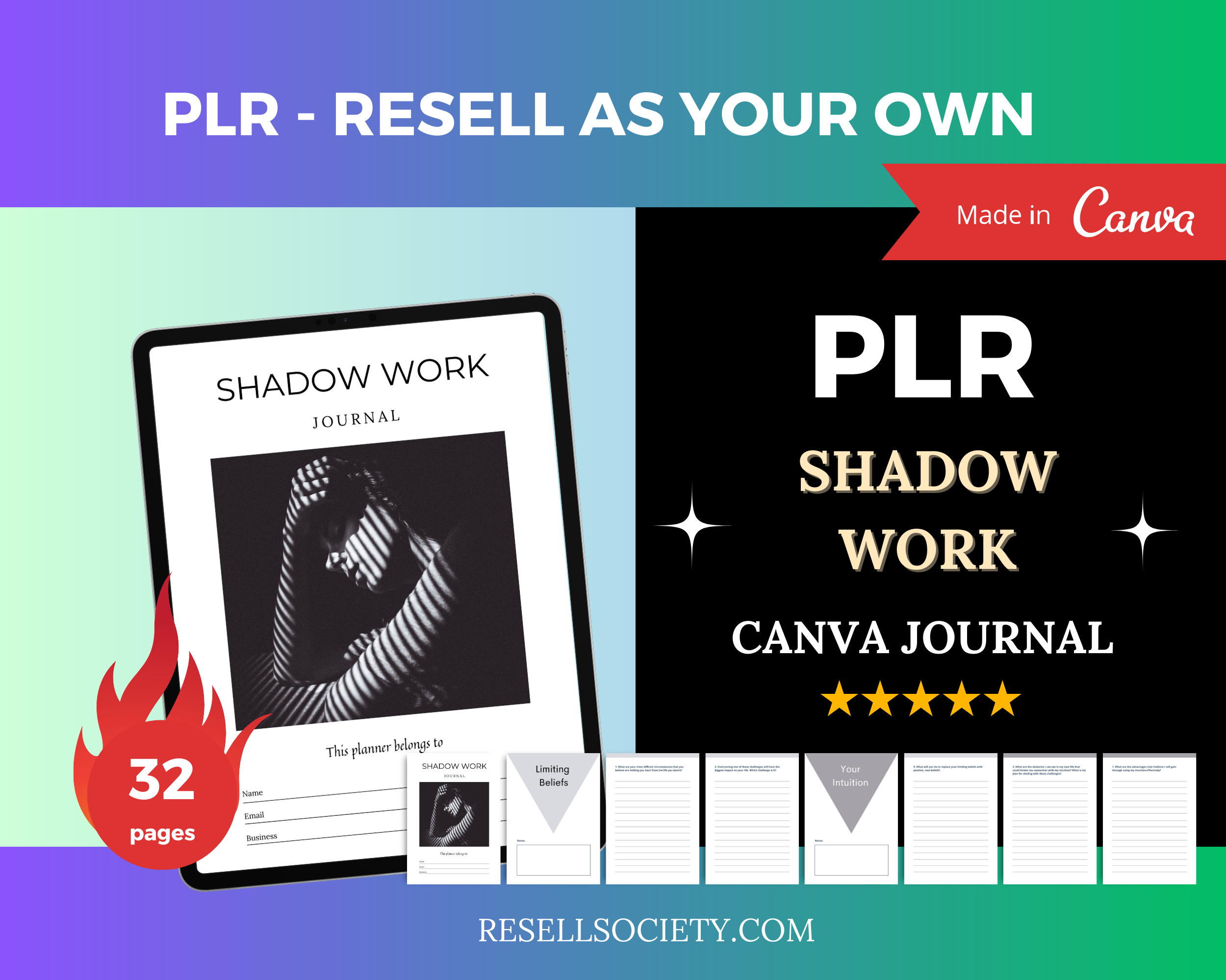 Editable Shadow Work Journal in Canva | Commercial Use