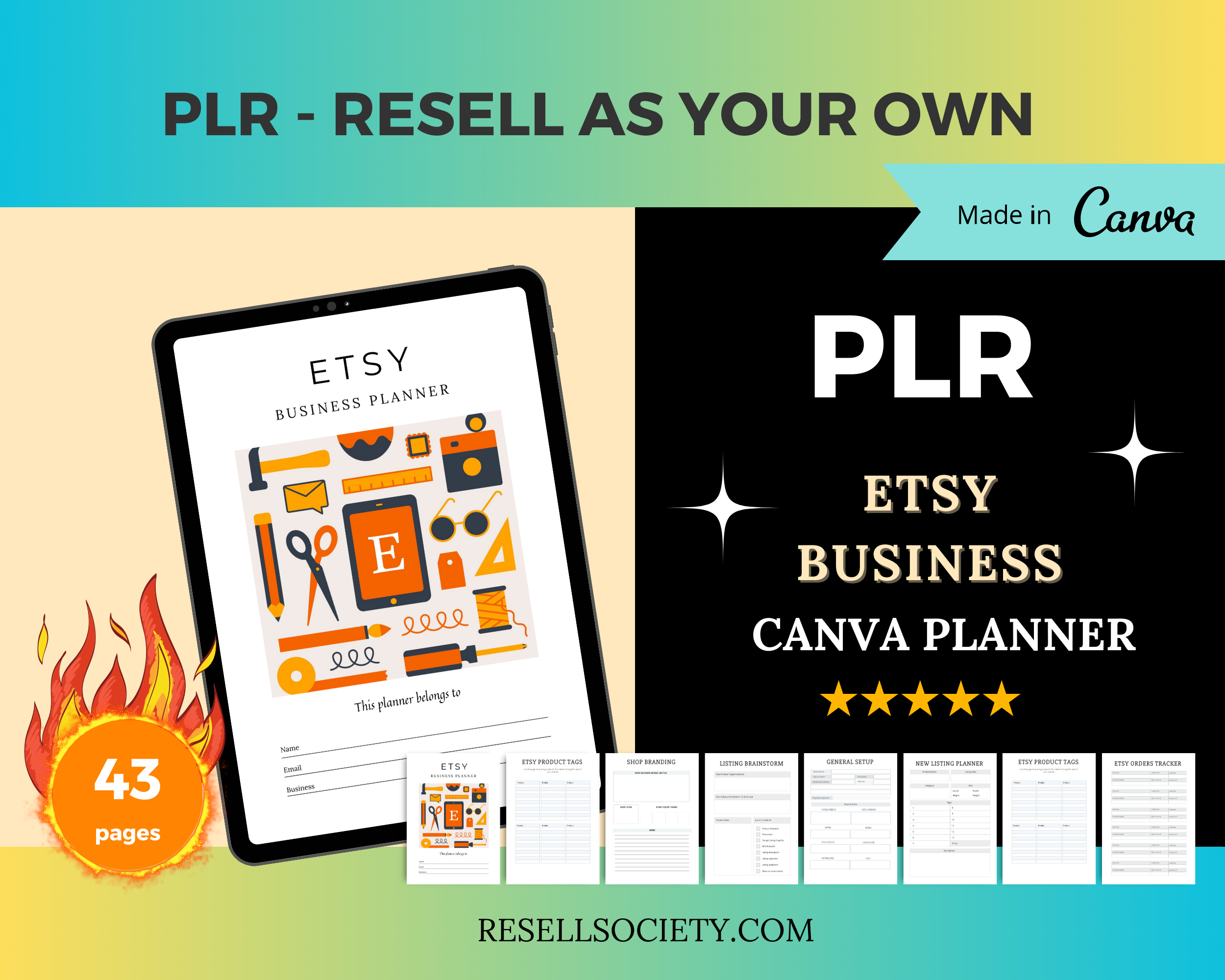 Editable Etsy Shop Planner Templates in Canva | Commercial Use