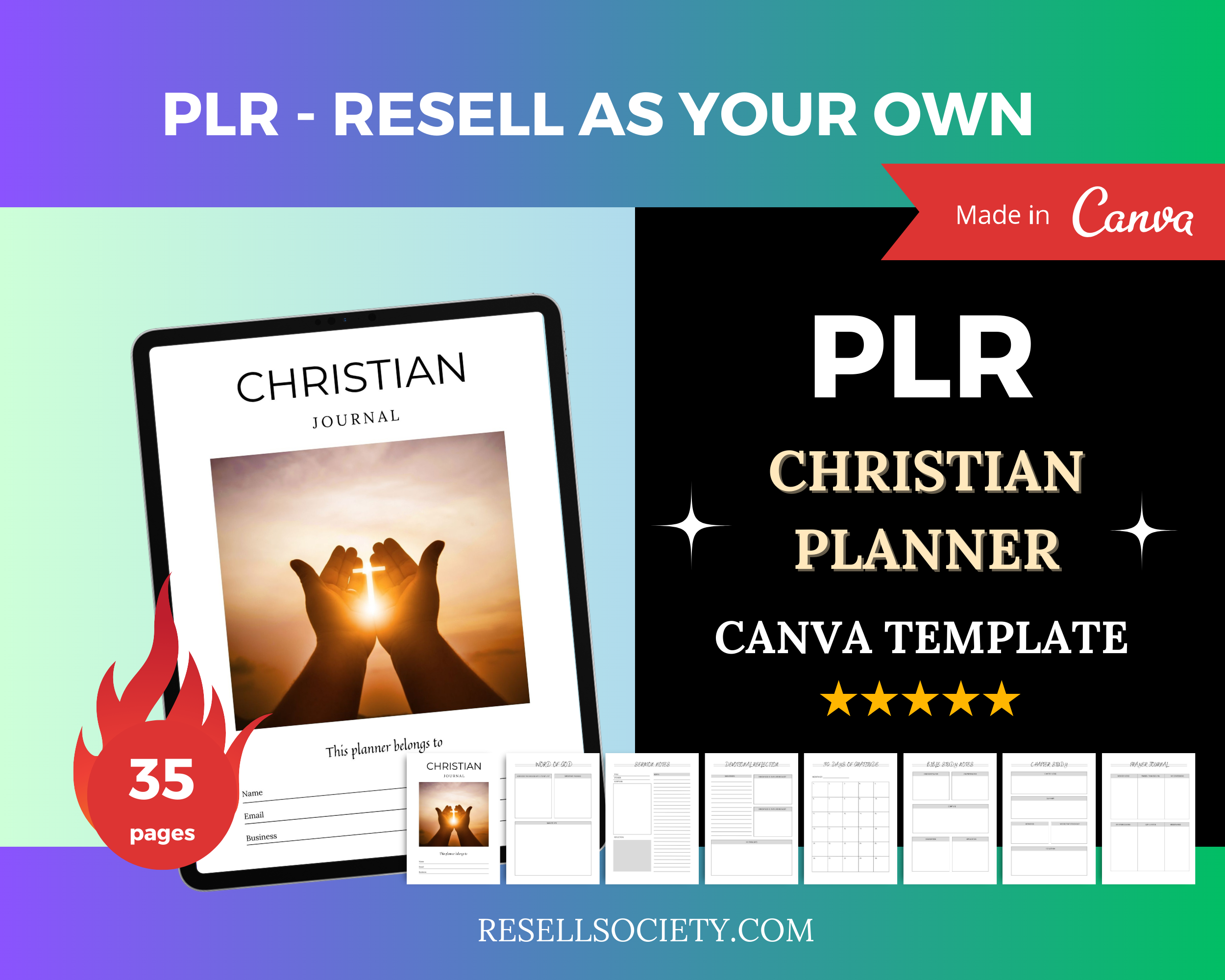 Editable Christian Planner in Canva | Commercial Use