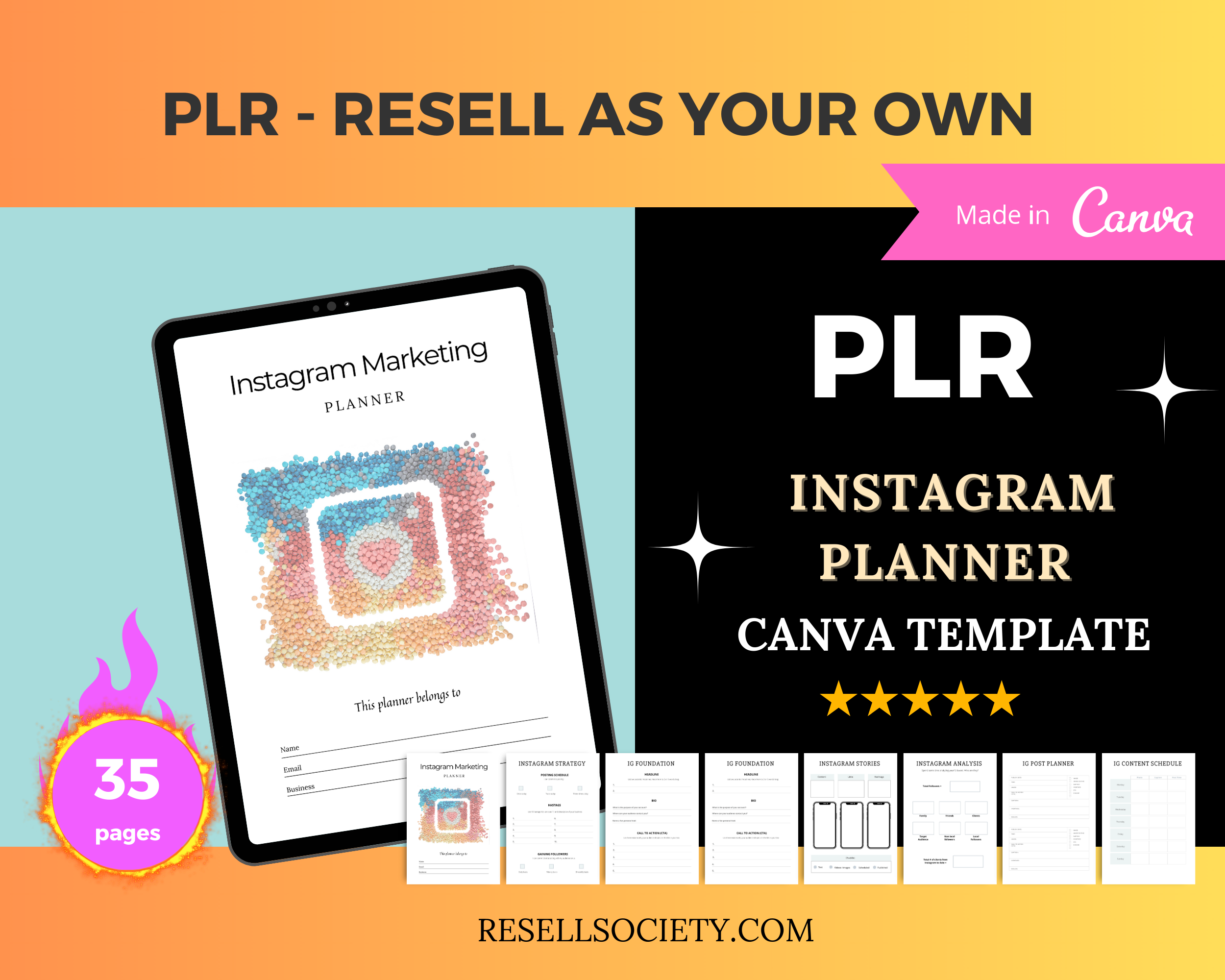 Editable Instagram Planner Templates in Canva | Commercial Use