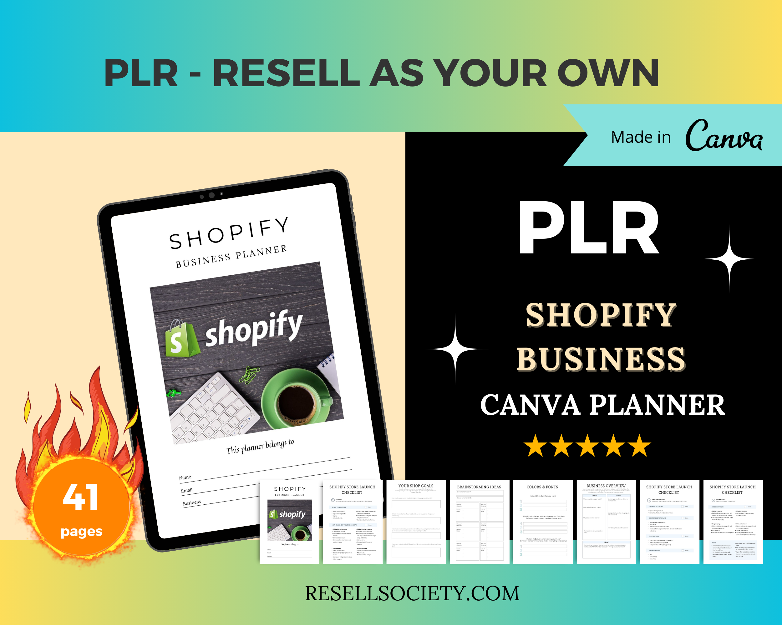 Editable Shopify Store Planner in Canva | Commercial Use