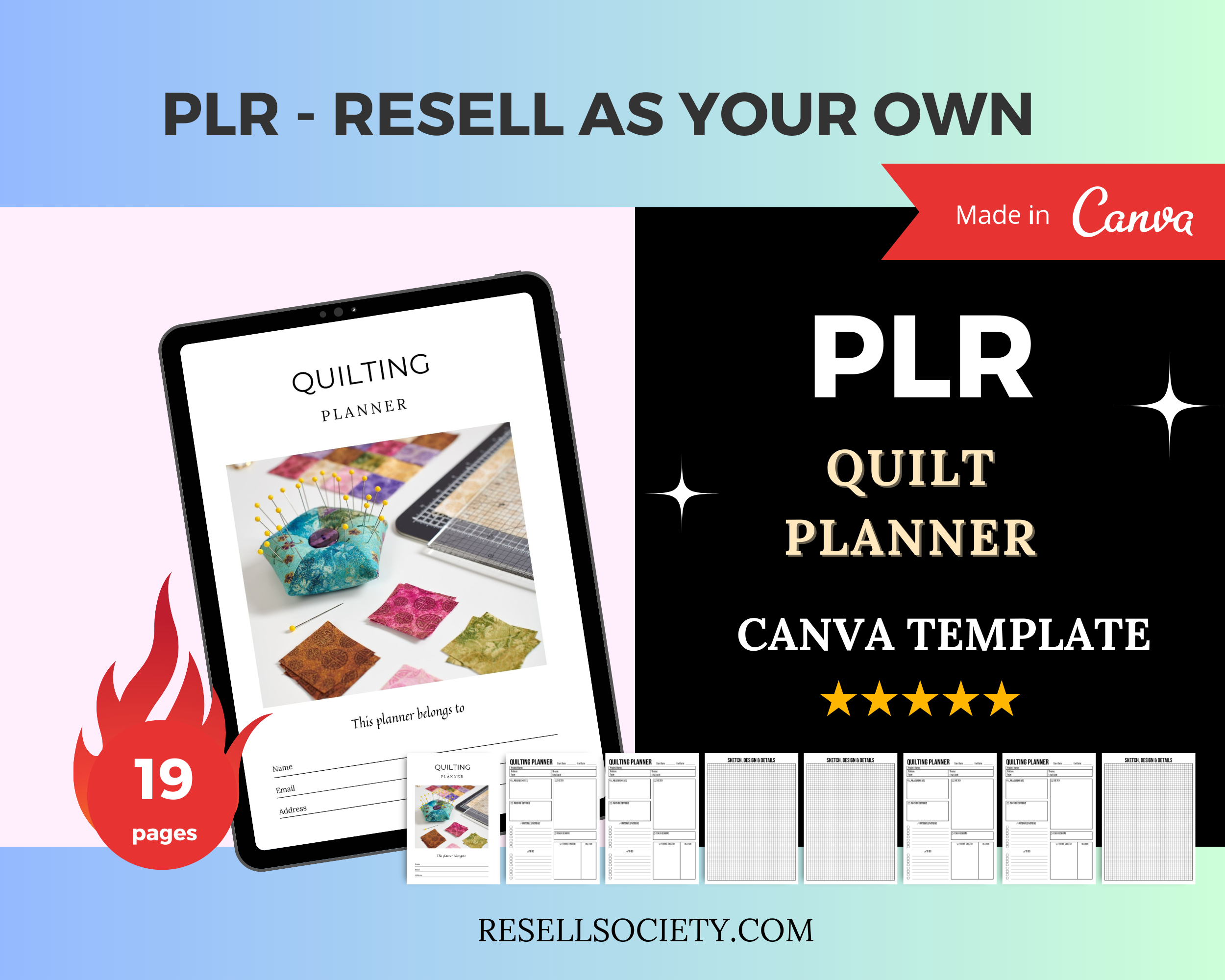 Editable Quilt Planner in Canva | Canva Template Pack | Commercial Use