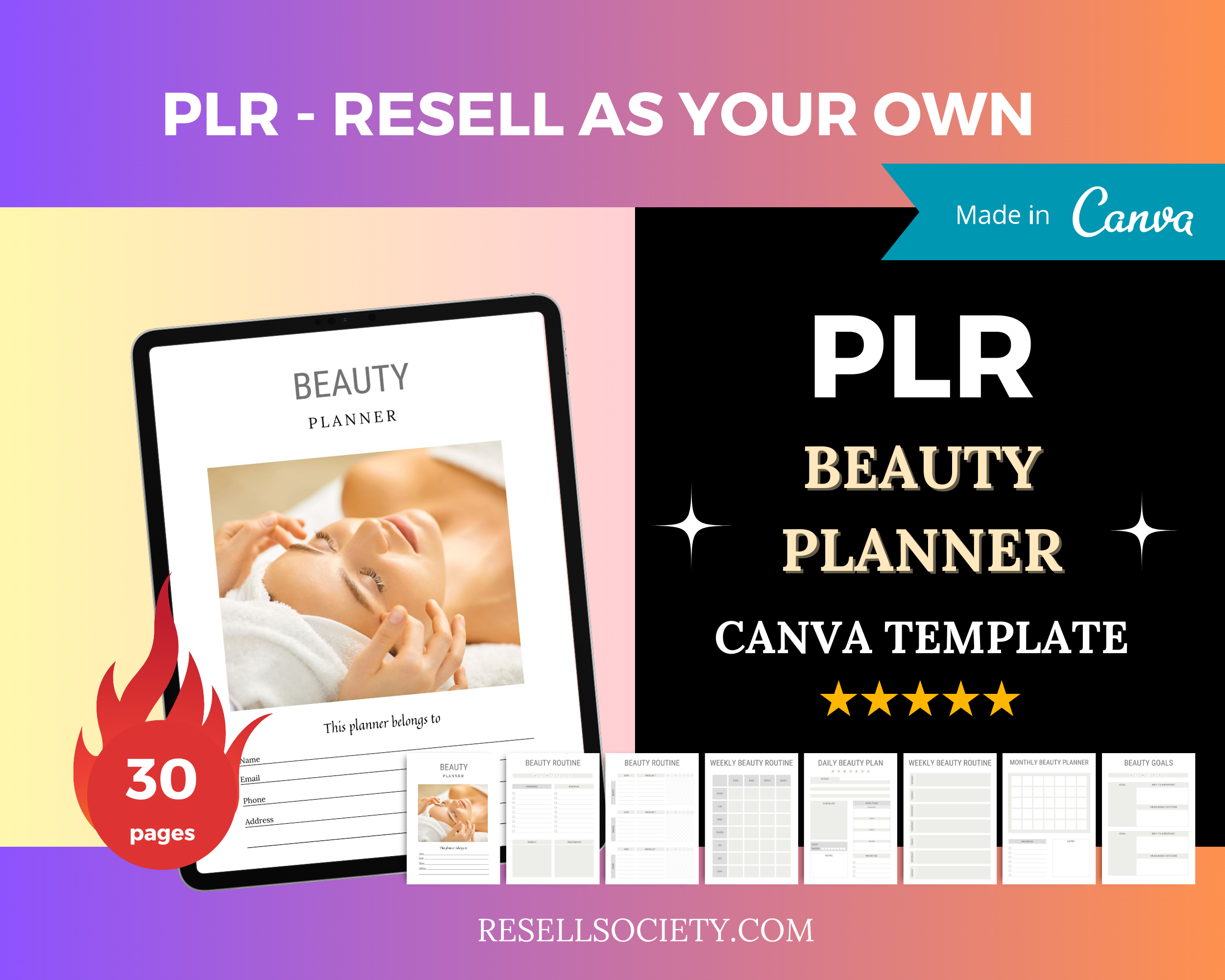 Beauty Planner in Canva | Canva Template Pack | Commercial Use