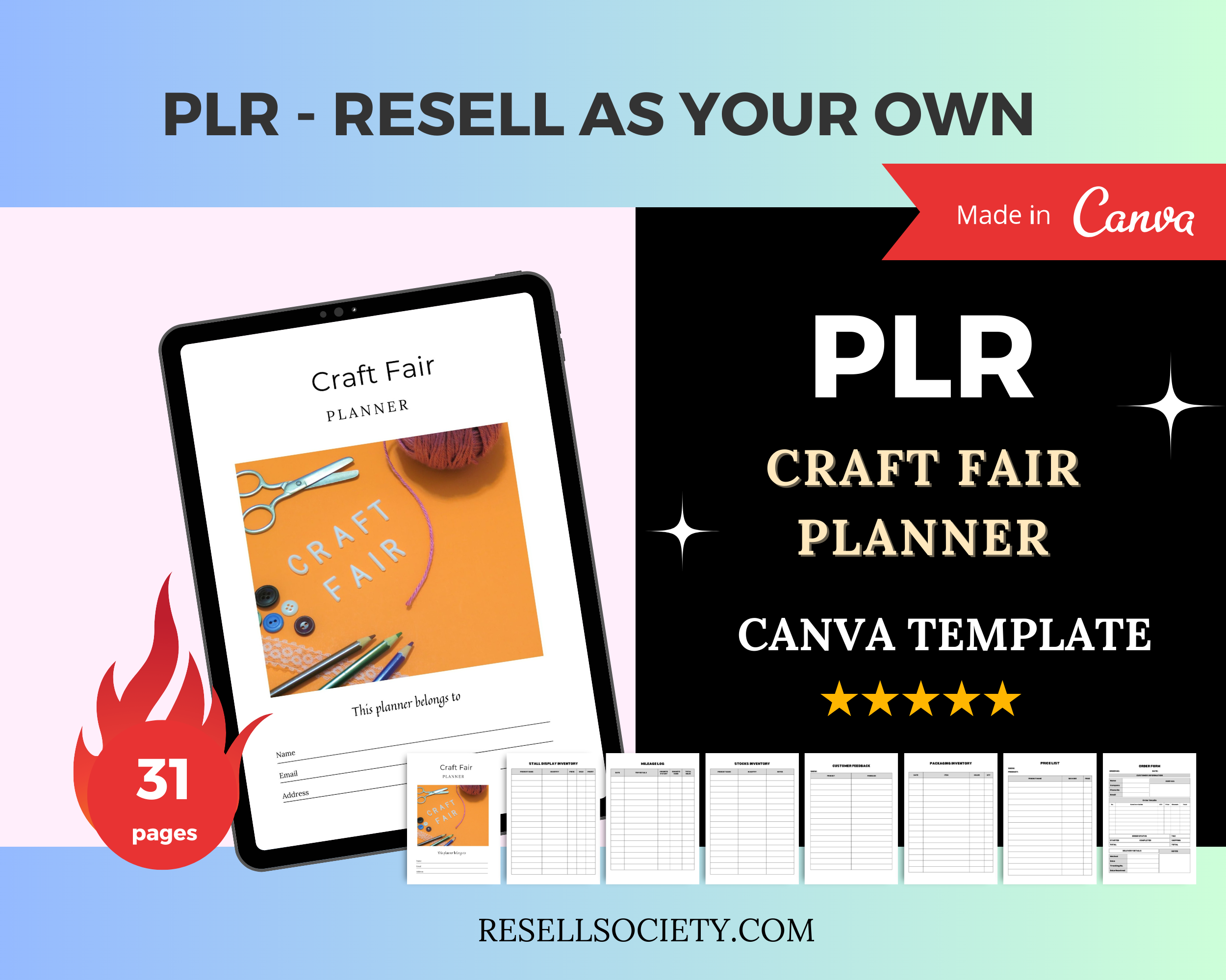 Editable Craft Fair Planner in Canva | Canva Template Pack | Commercial Use