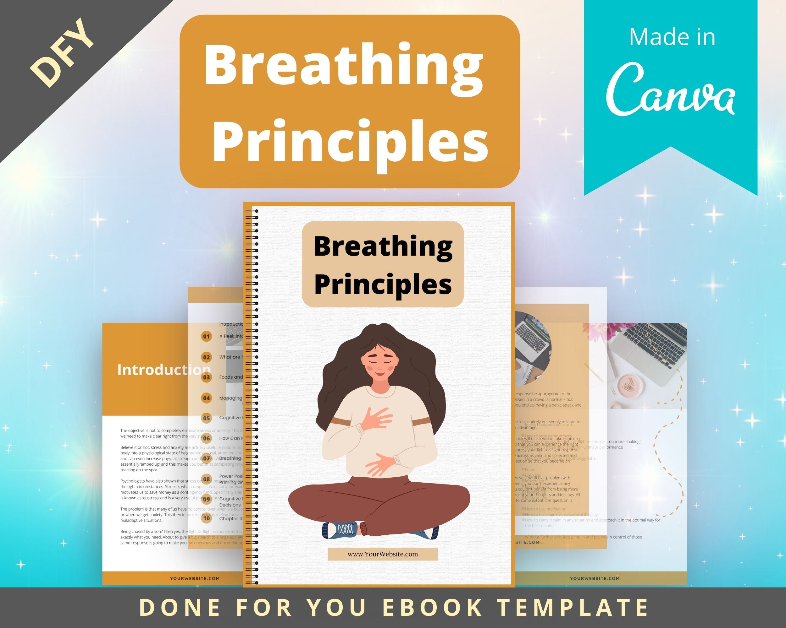 Editable Breathing Principles Ebook | Done-for-You Ebook in Canva | Rebrandable and Resizable Canva Template