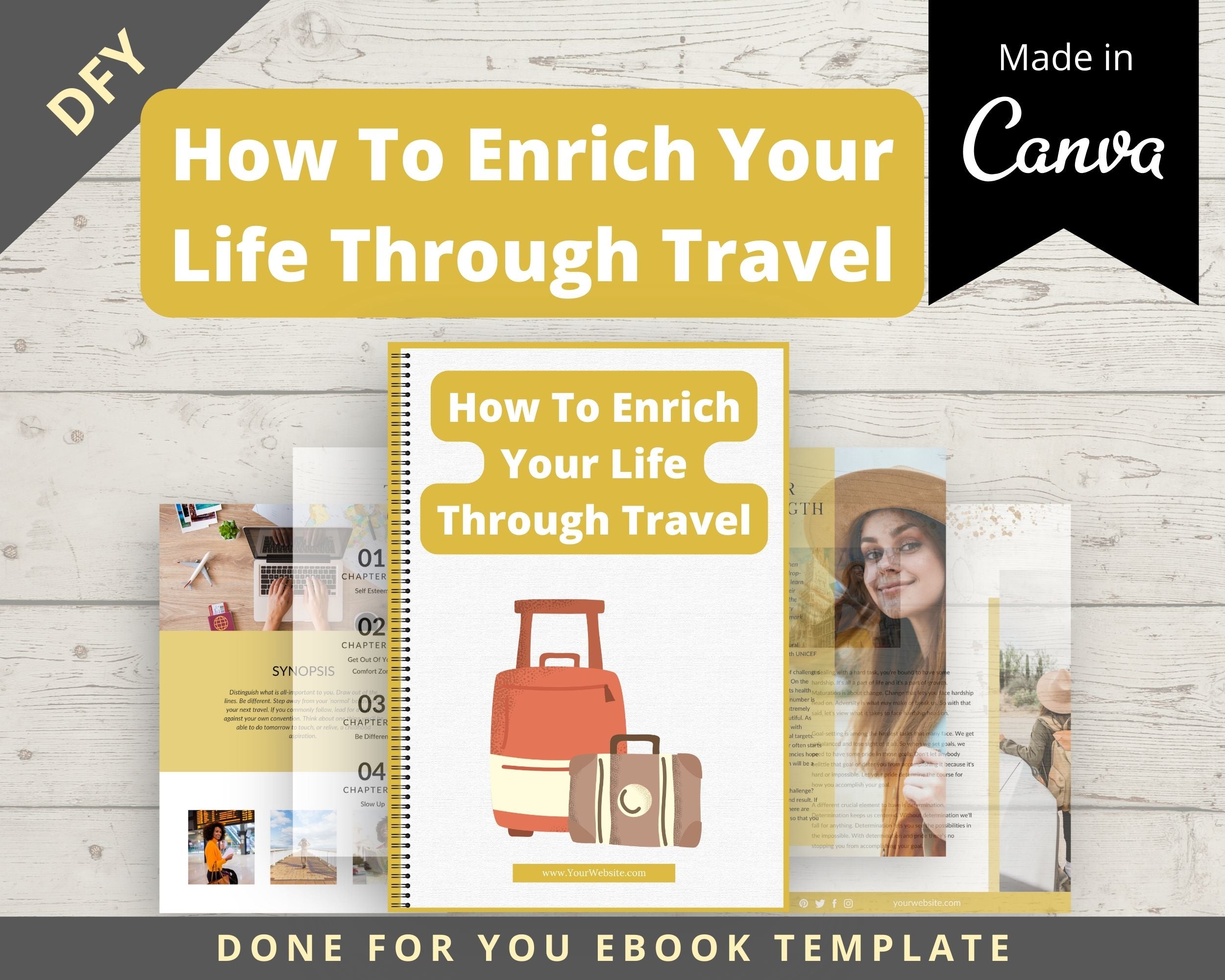 Editable How To Enrich Your Life Through Travel Ebook in Canva | Rebrandable and Resizable Canva Template
