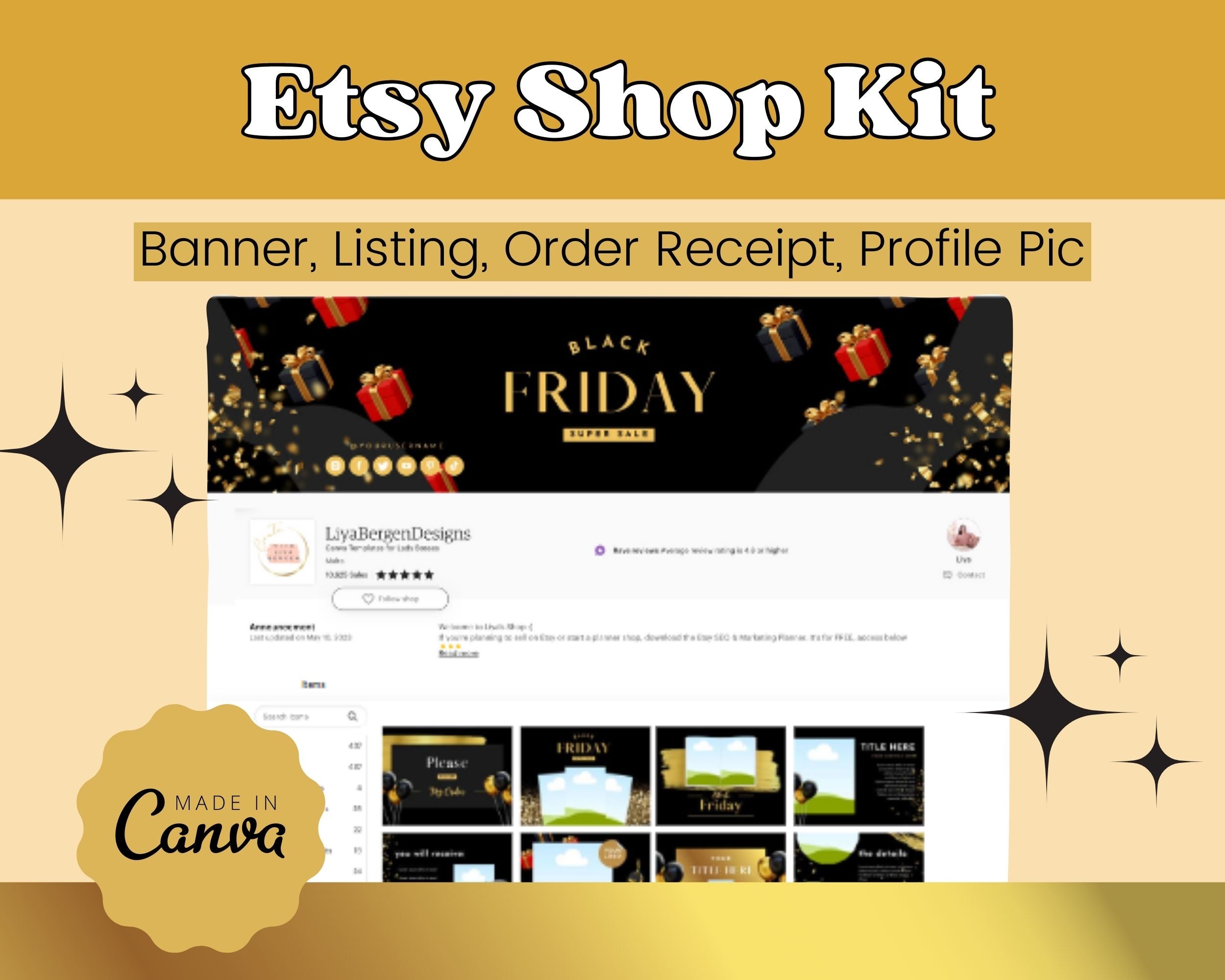 Black Friday Etsy Shop Banner Kit | Etsy Banner Canva Templates | Etsy Store Listing Design | Bright Etsy Branding | Etsy Success Kit