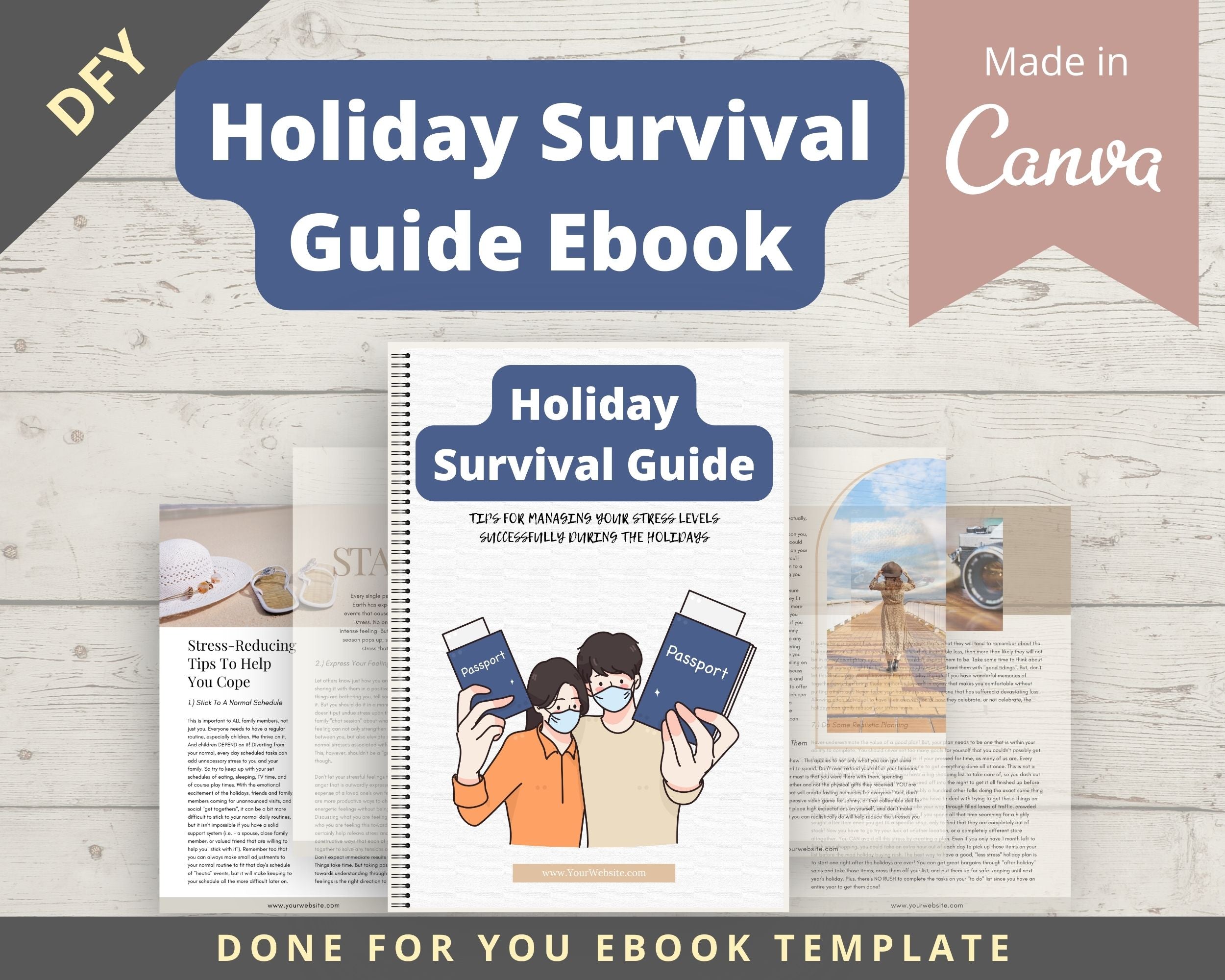 Editable Holiday Survival Guide Ebook in Canva | Rebrandable and Resizable Canva Template