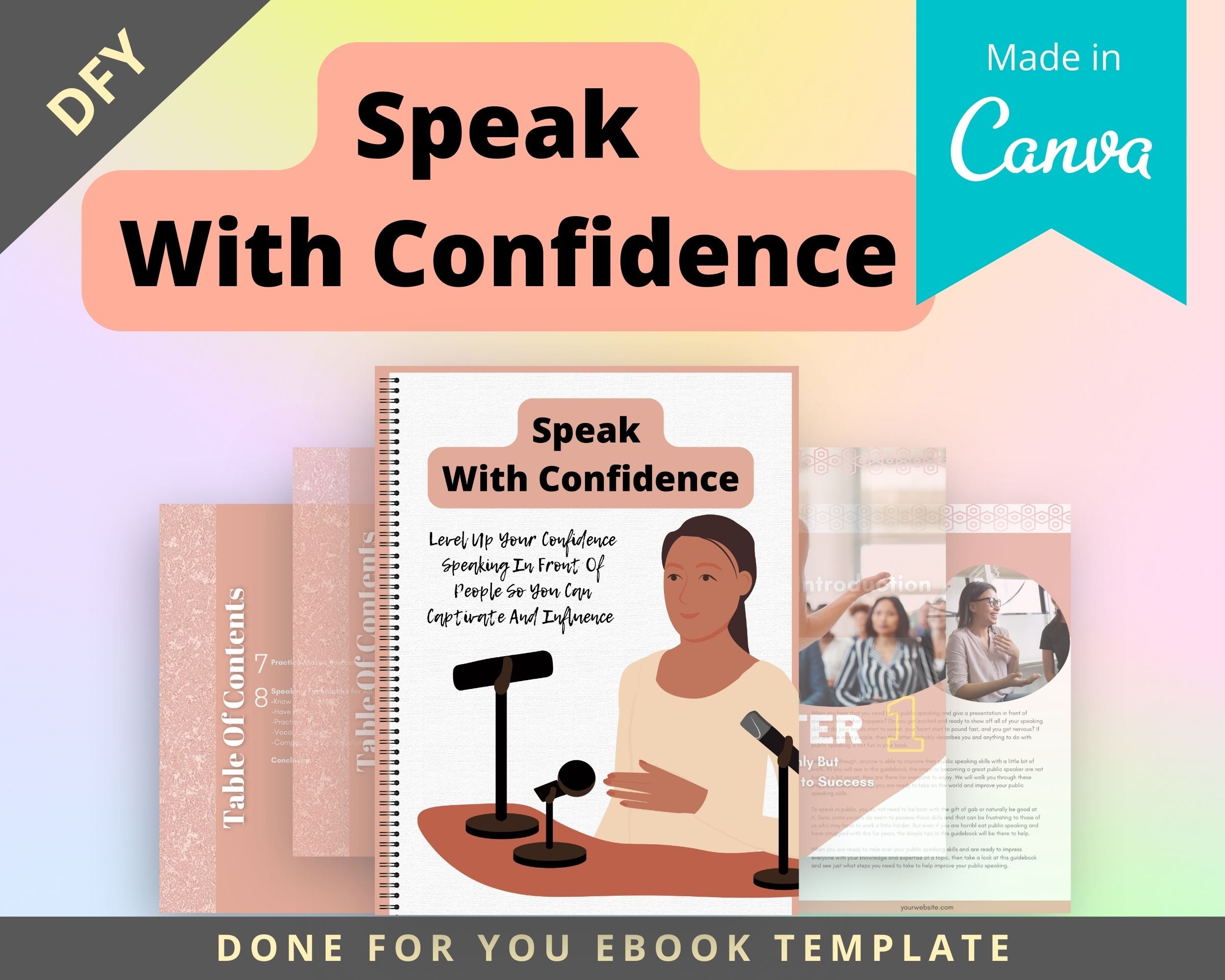Editable Speak With Confidence Ebook | Done-for-You Ebook in Canva | Rebrandable and Resizable Canva Template