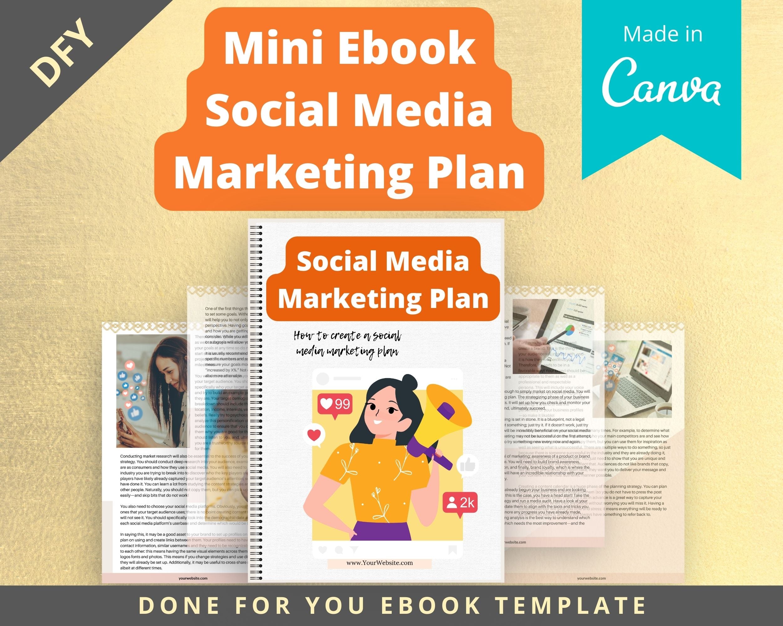Editable Social Media Marketing Plan Mini Ebook | Done-for-You Ebook in Canva | Rebrandable and Resizable Canva Template