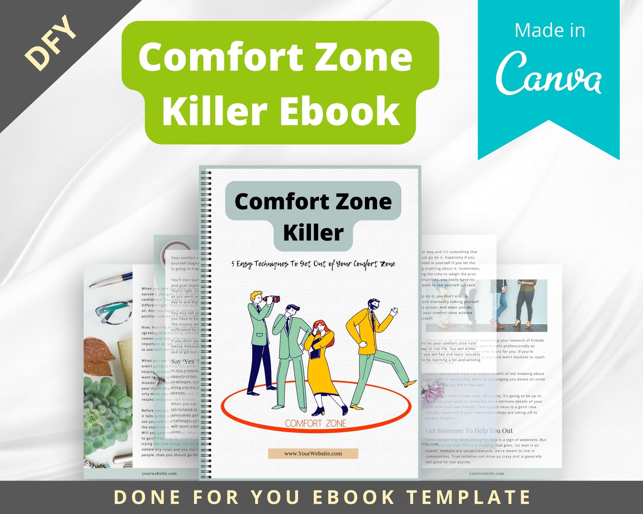 Editable Comfort Zone Killer Mini Ebook | Done-for-You Ebook in Canva | Rebrandable and Resizable Canva Template