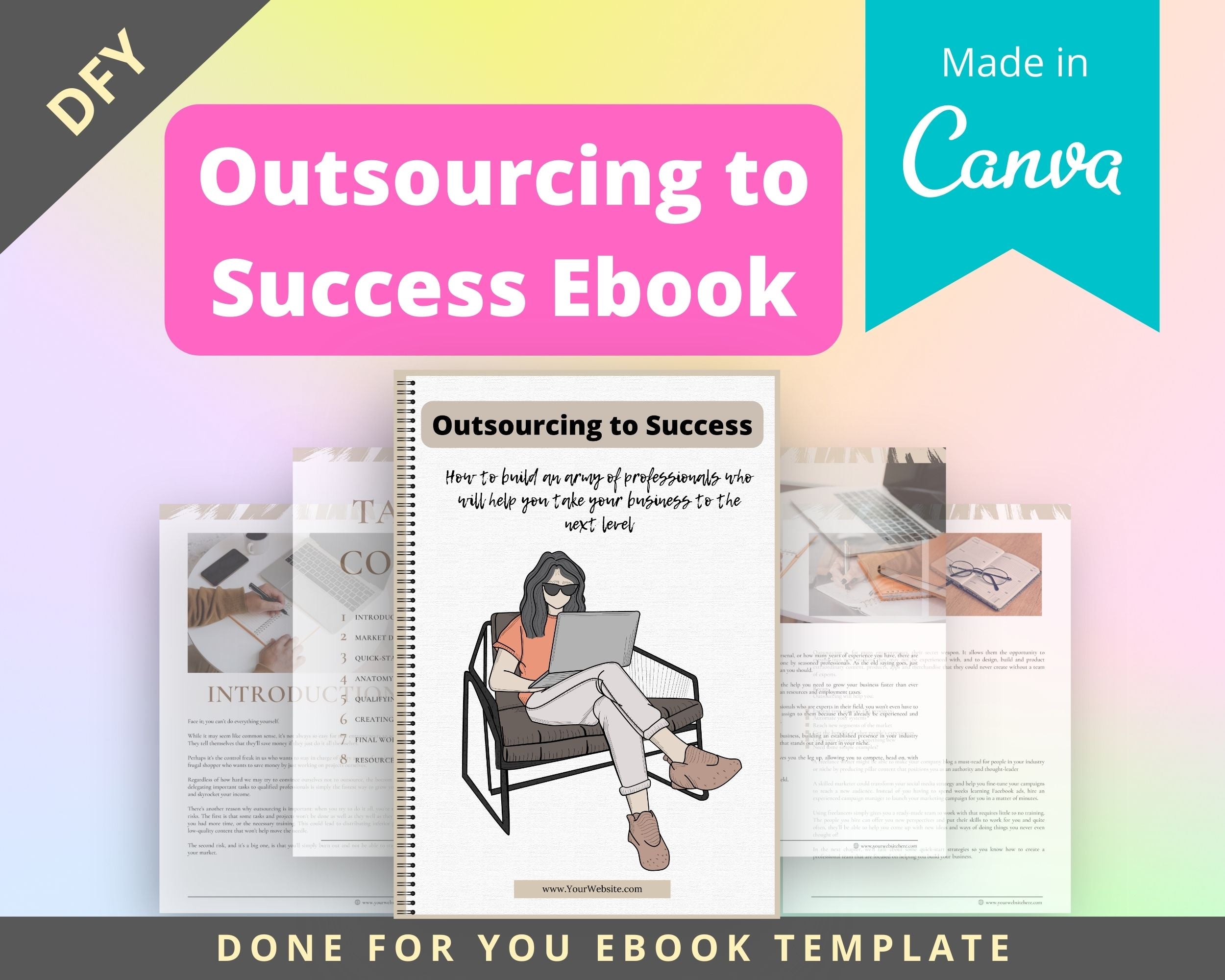 Editable Outsourcing To Success Ebook | Done-for-You Ebook in Canva | Rebrandable and Resizable Canva Template