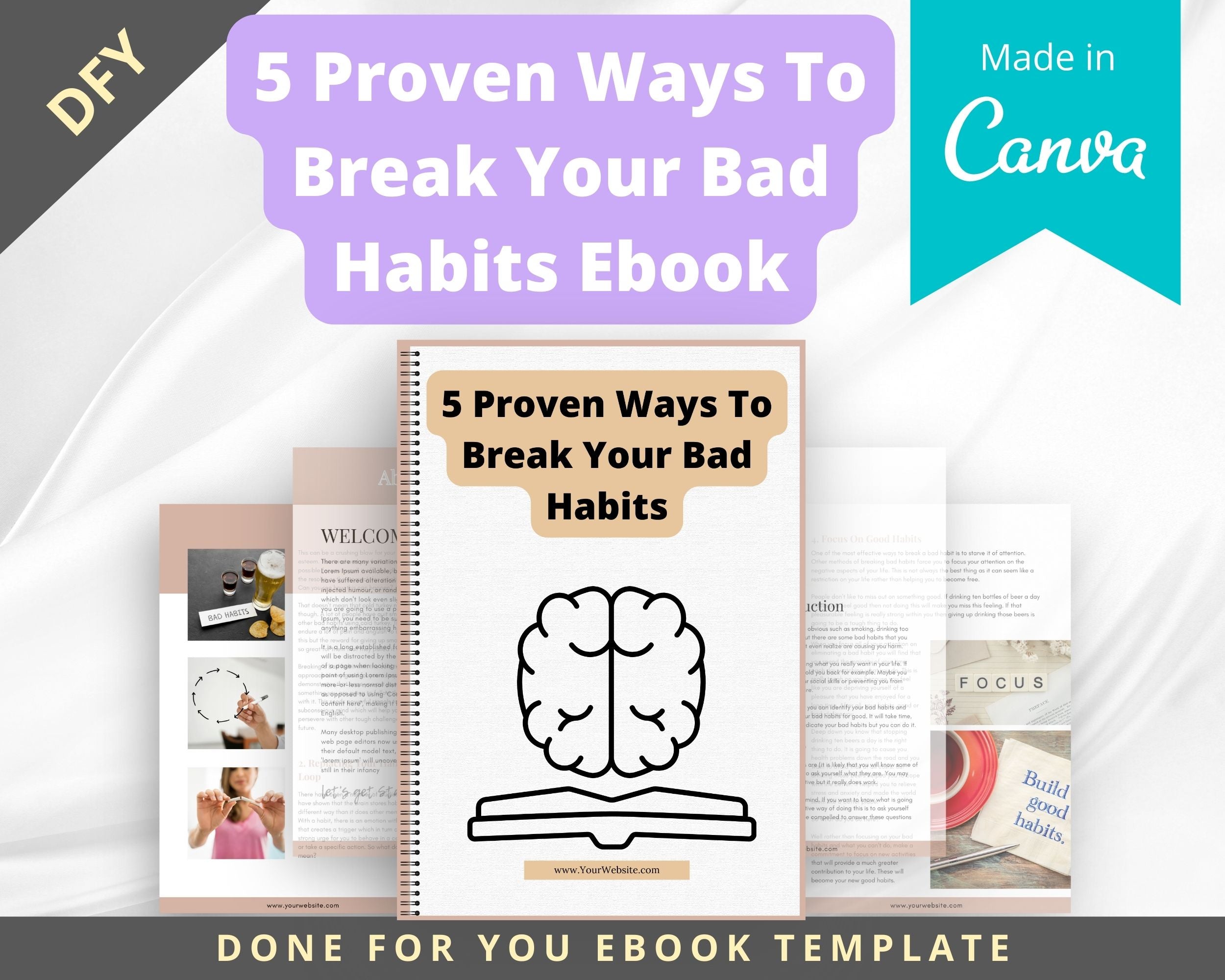 Editable 5 Proven Ways To Break Your Bad Habits Ebook | Done-for-You Ebook in Canva | Rebrandable and Resizable Canva Template