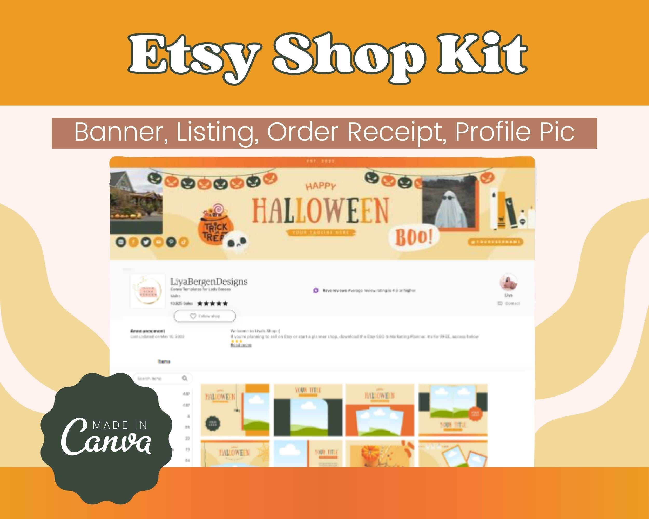 Halloween Etsy Shop Banner Kit | Etsy Banner Canva Templates | Etsy Store Listing Design | Bright Etsy Branding | Etsy Success Kit