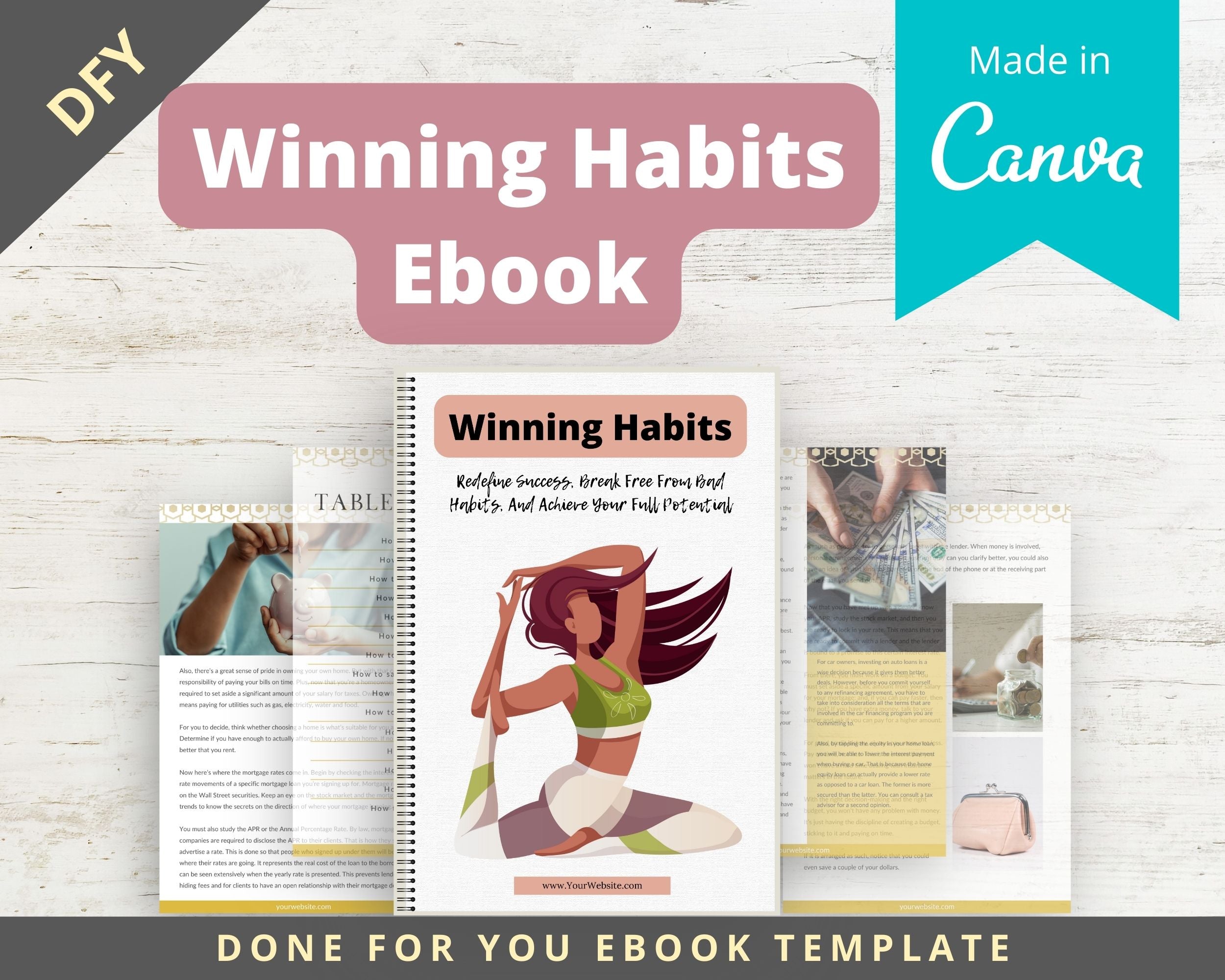 Editable Winning Habits Ebook | Done-for-You Ebook in Canva | Rebrandable and Resizable Canva Template