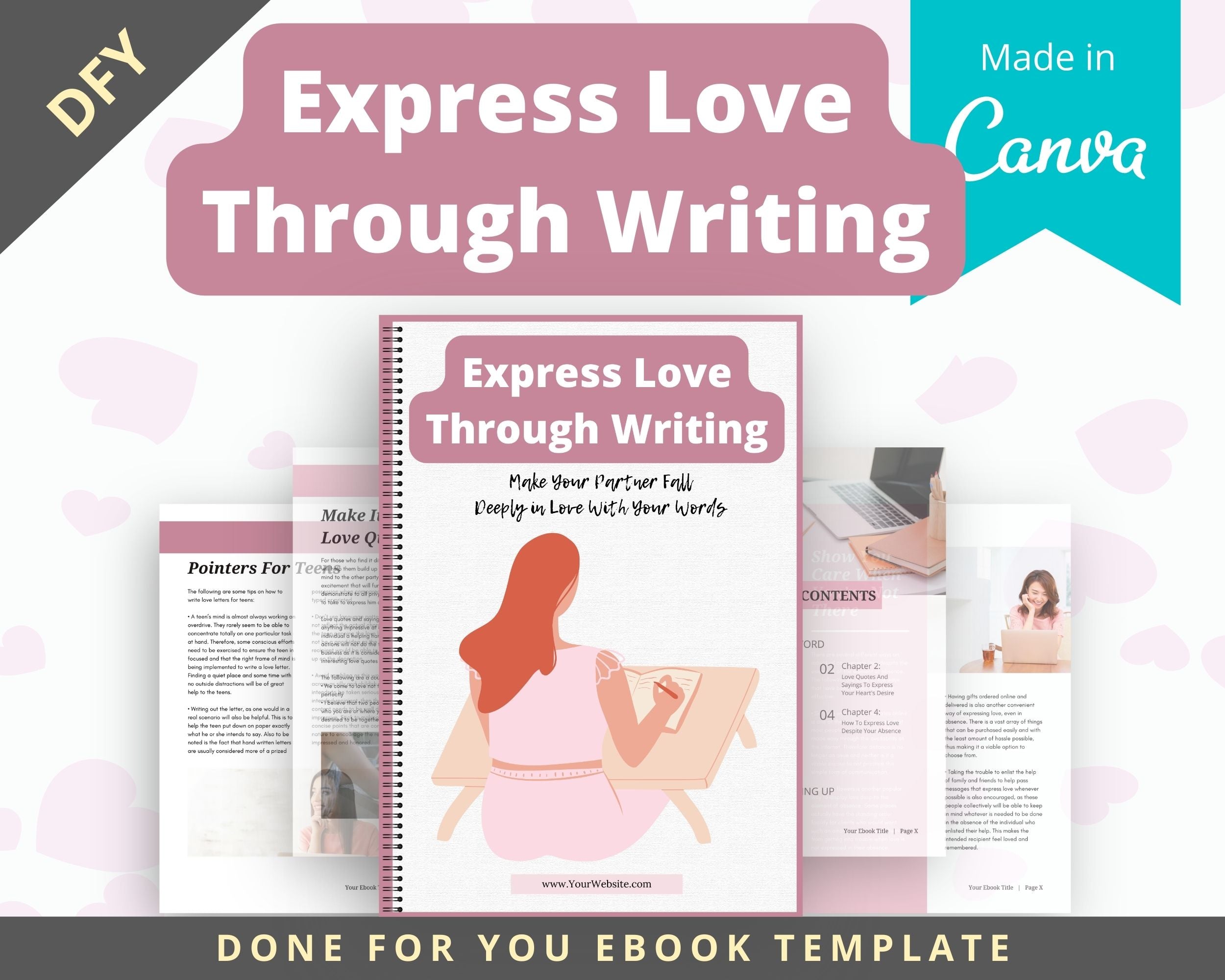 Editable Express Love Through Writing Mini Ebook | Done-for-You Ebook in Canva | Rebrandable and Resizable Canva Template