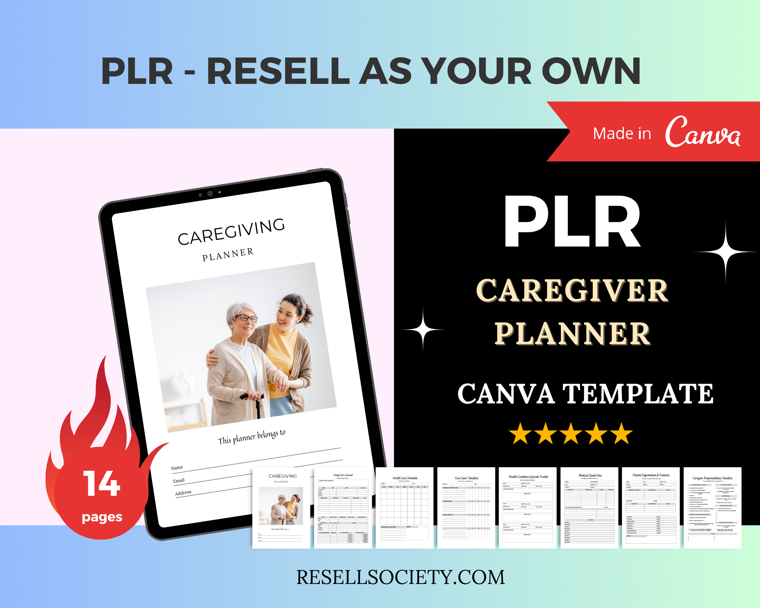 Editable Caregiver Planner in Canva | Canva Template Pack | Commercial Use