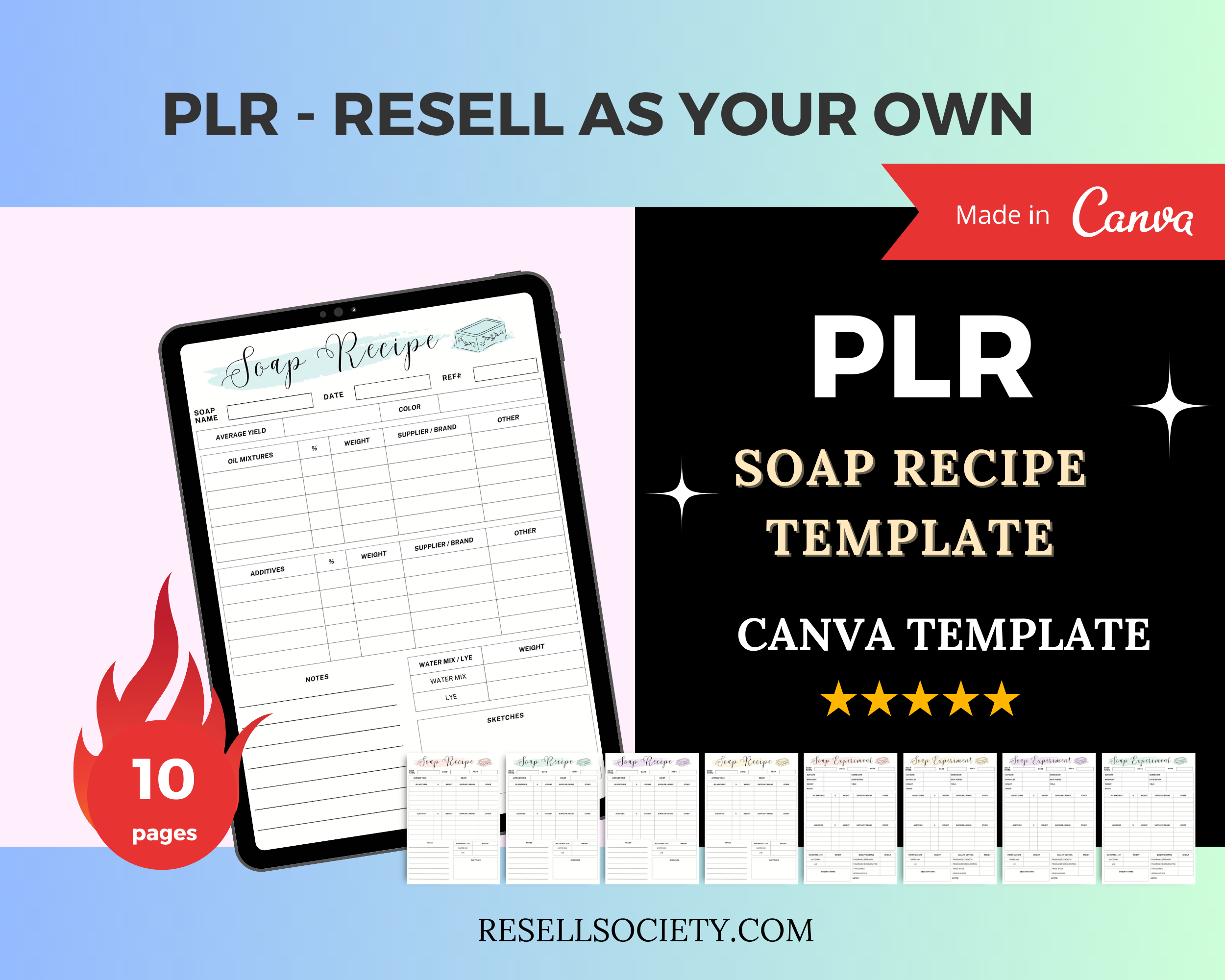 Editable Soap Recipe Template in Canva | Commercial Use