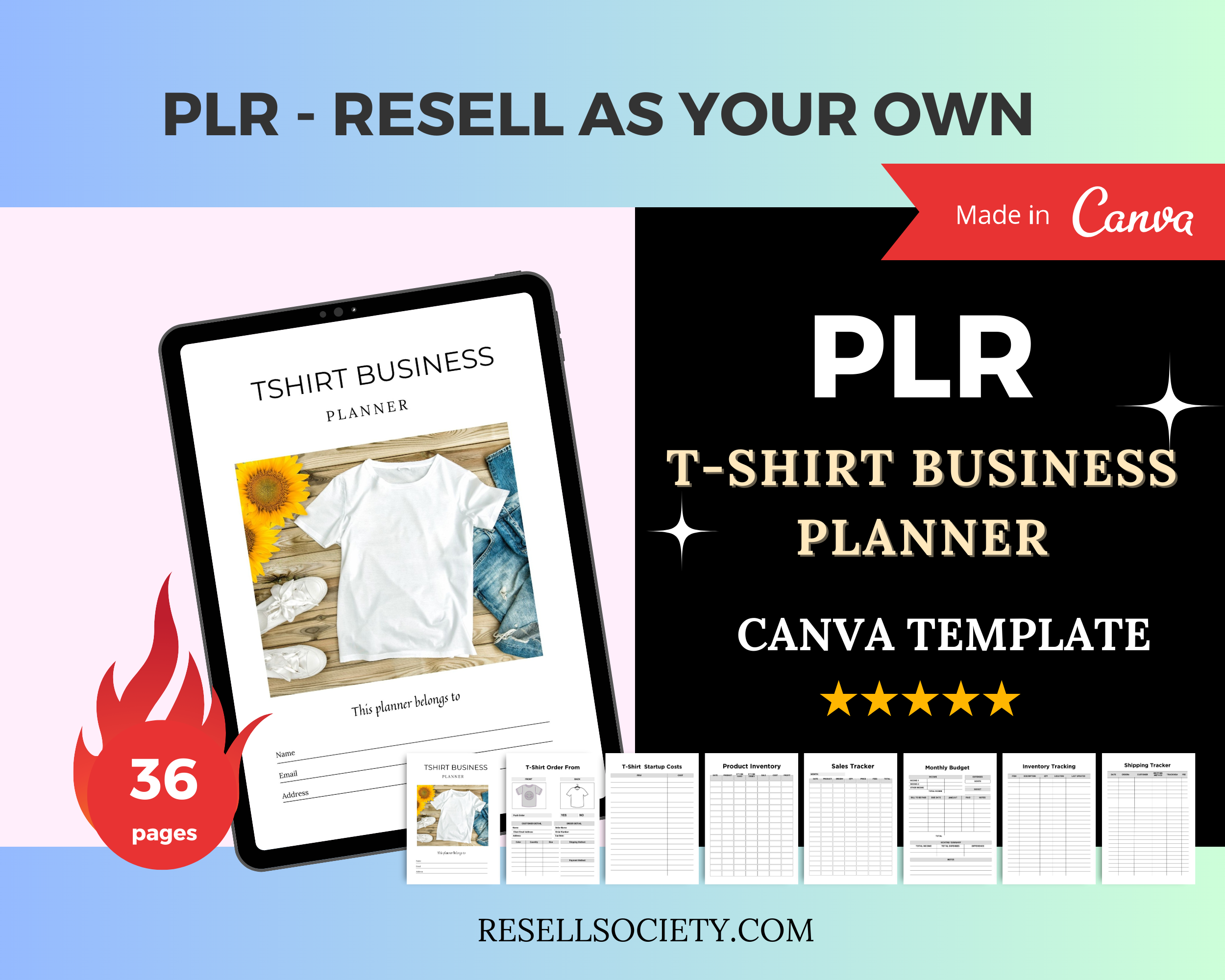 Editable Tshirt Business Planner in Canva | Commercial Use