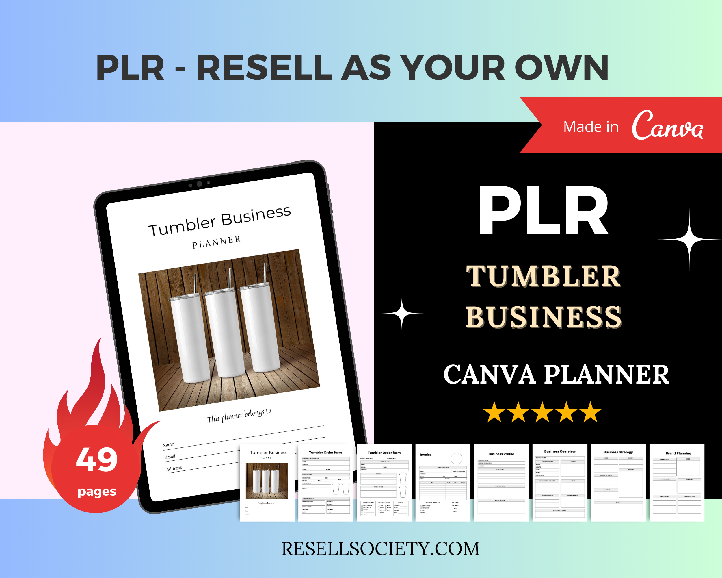 Editable Tumbler Business Planner in Canva | Commercial Use