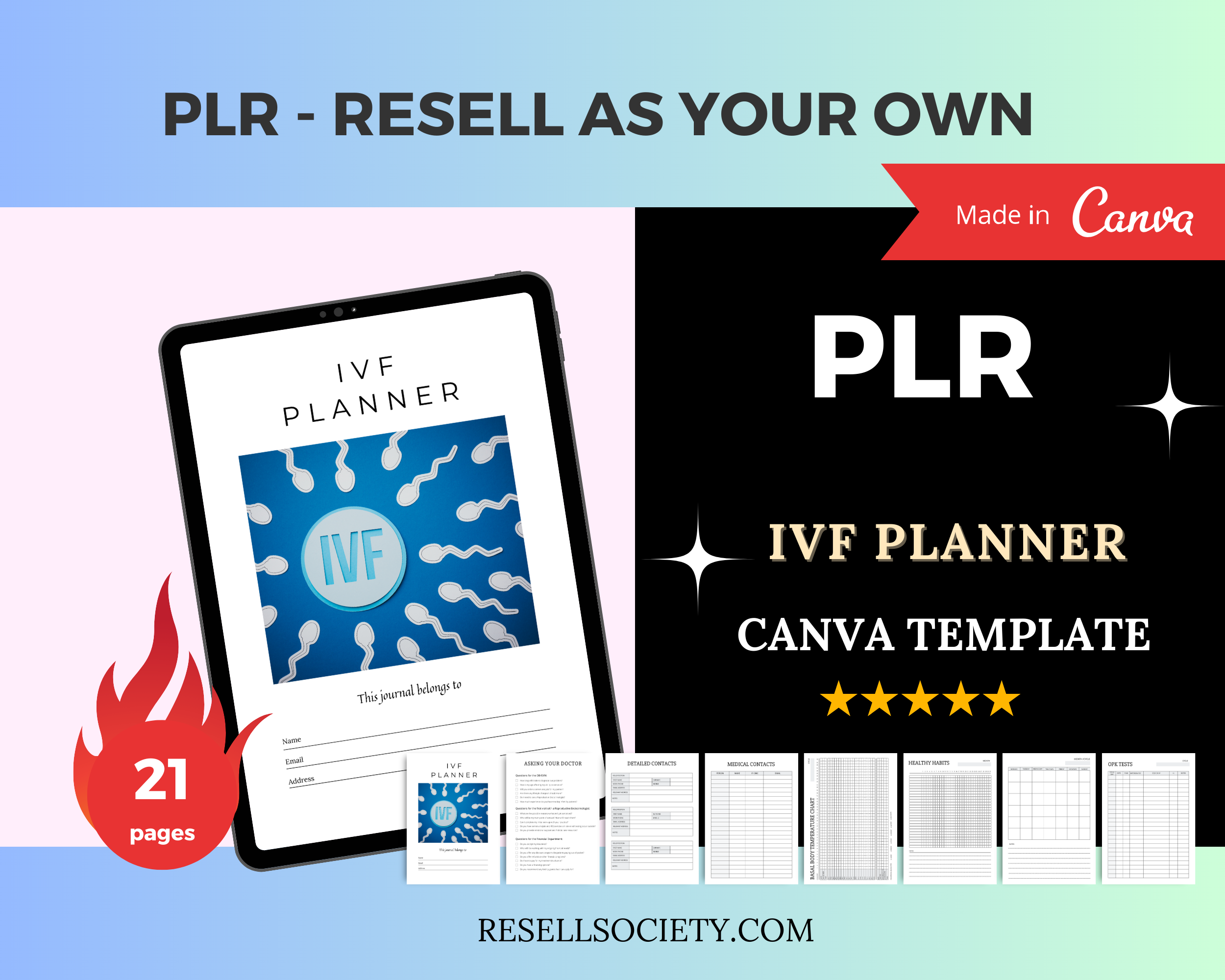 Editable IVF Planner Templates in Canva | Commercial Use