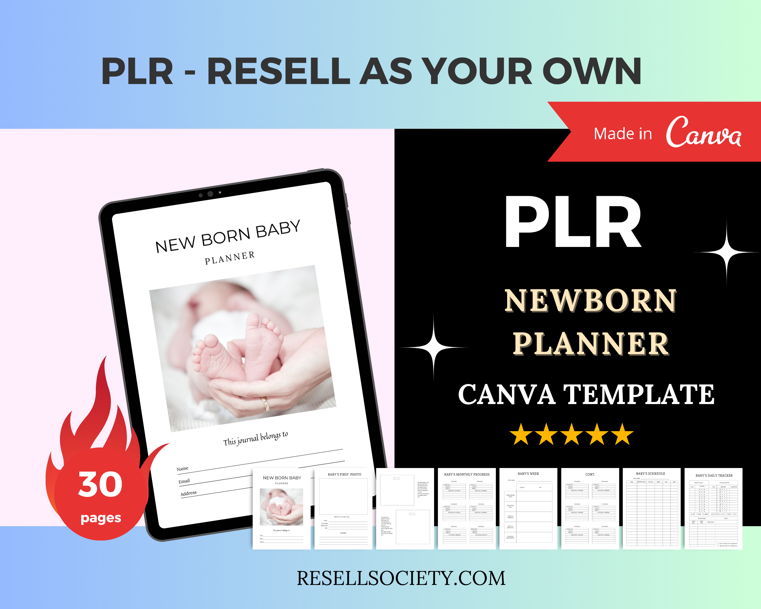 Editable New Born Baby Planner Templates in Canva | Commercial Use