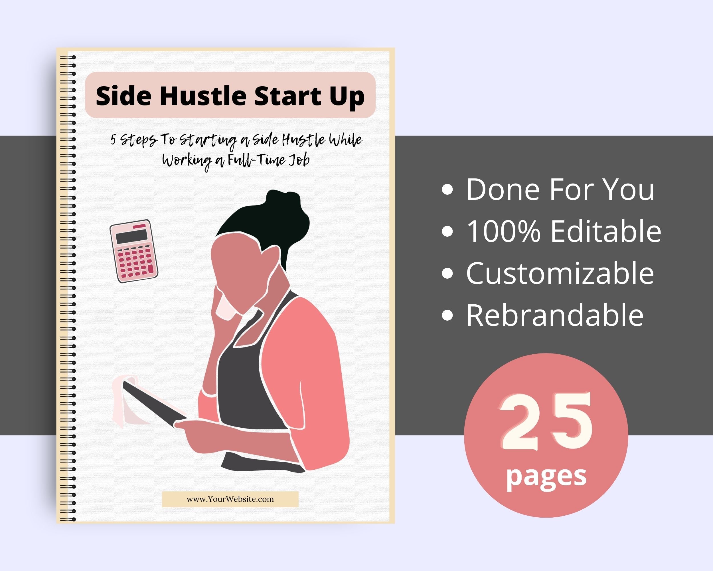 Editable Side Hustle Startup Ebook | Done-for-You Ebook in Canva | Rebrandable and Resizable Canva Template