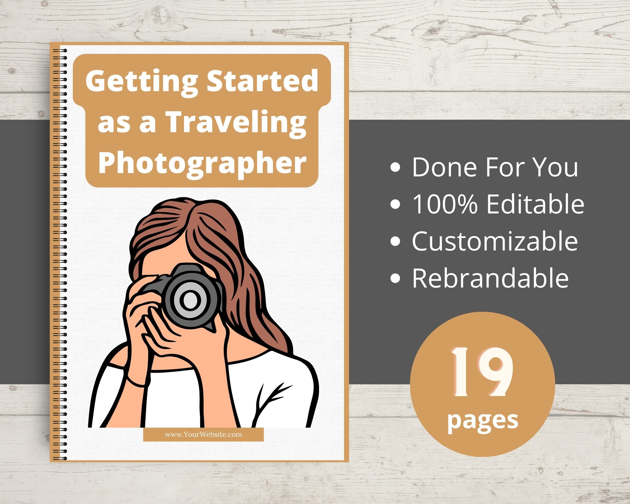 Editable Getting Started as a Traveling Photographer Ebook in Canva | Rebrandable and Resizable Canva Template