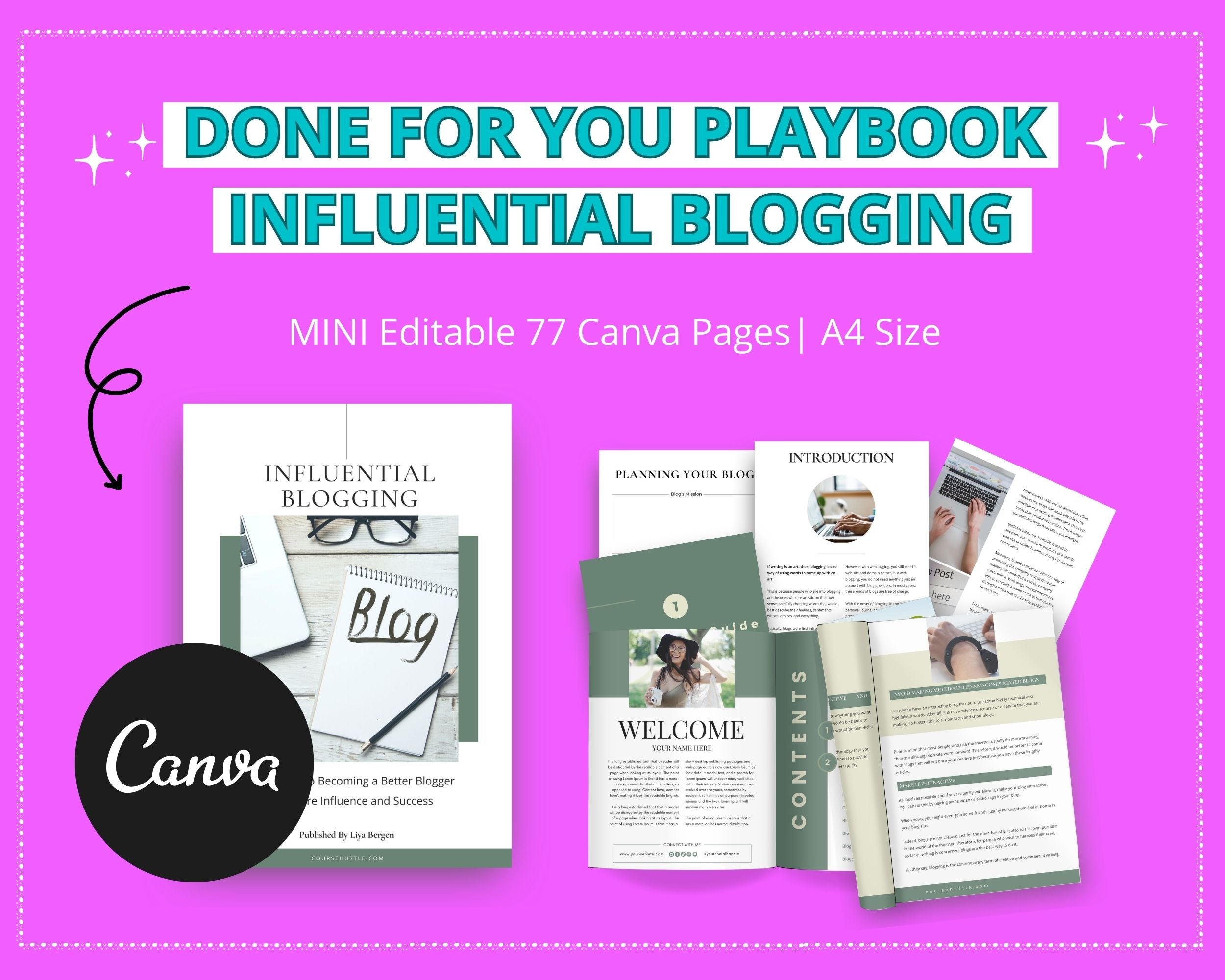Done-for-You Influential Blogging Playbook in Canva