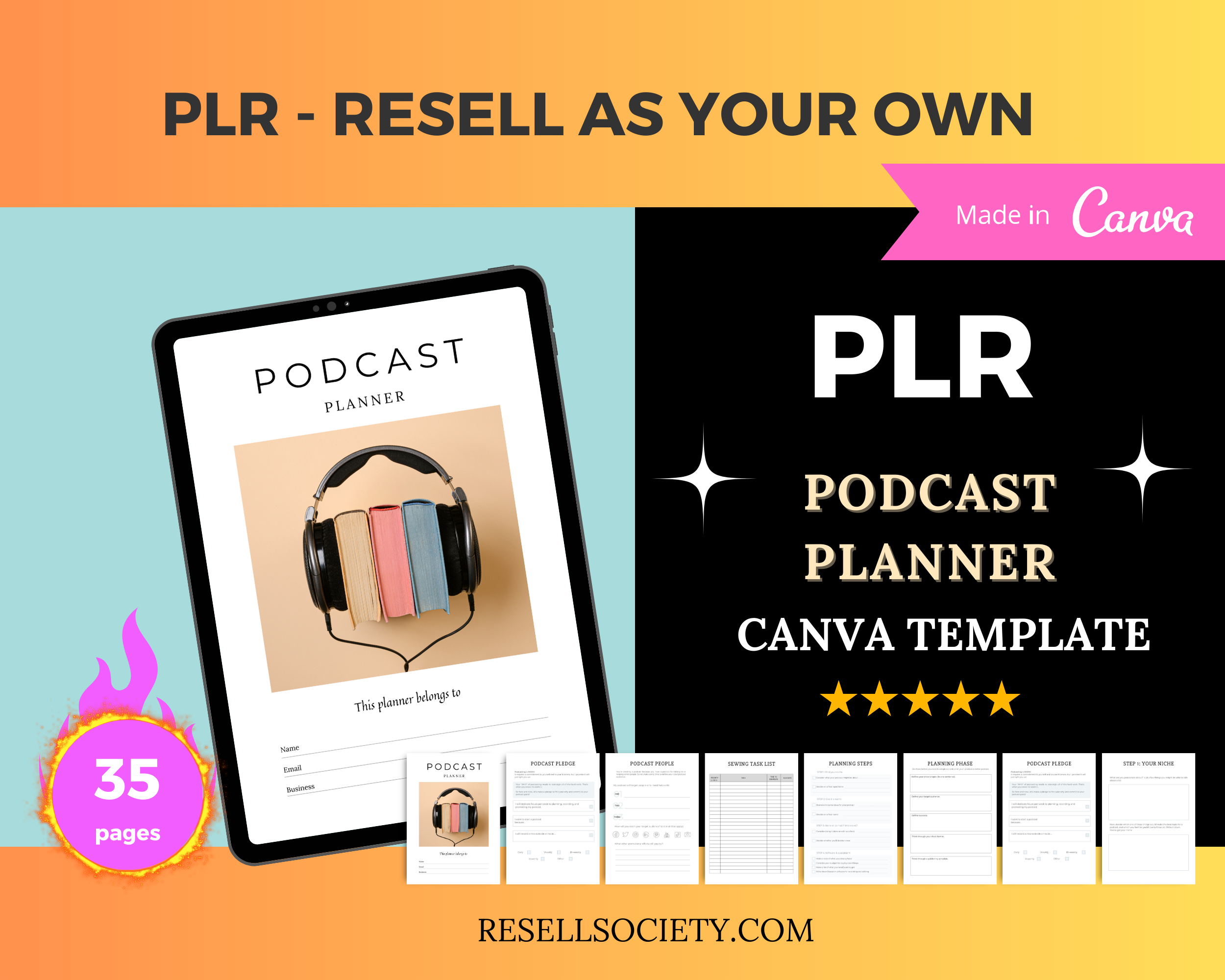 Editable Podcast Planner in Canva | Commercial Use