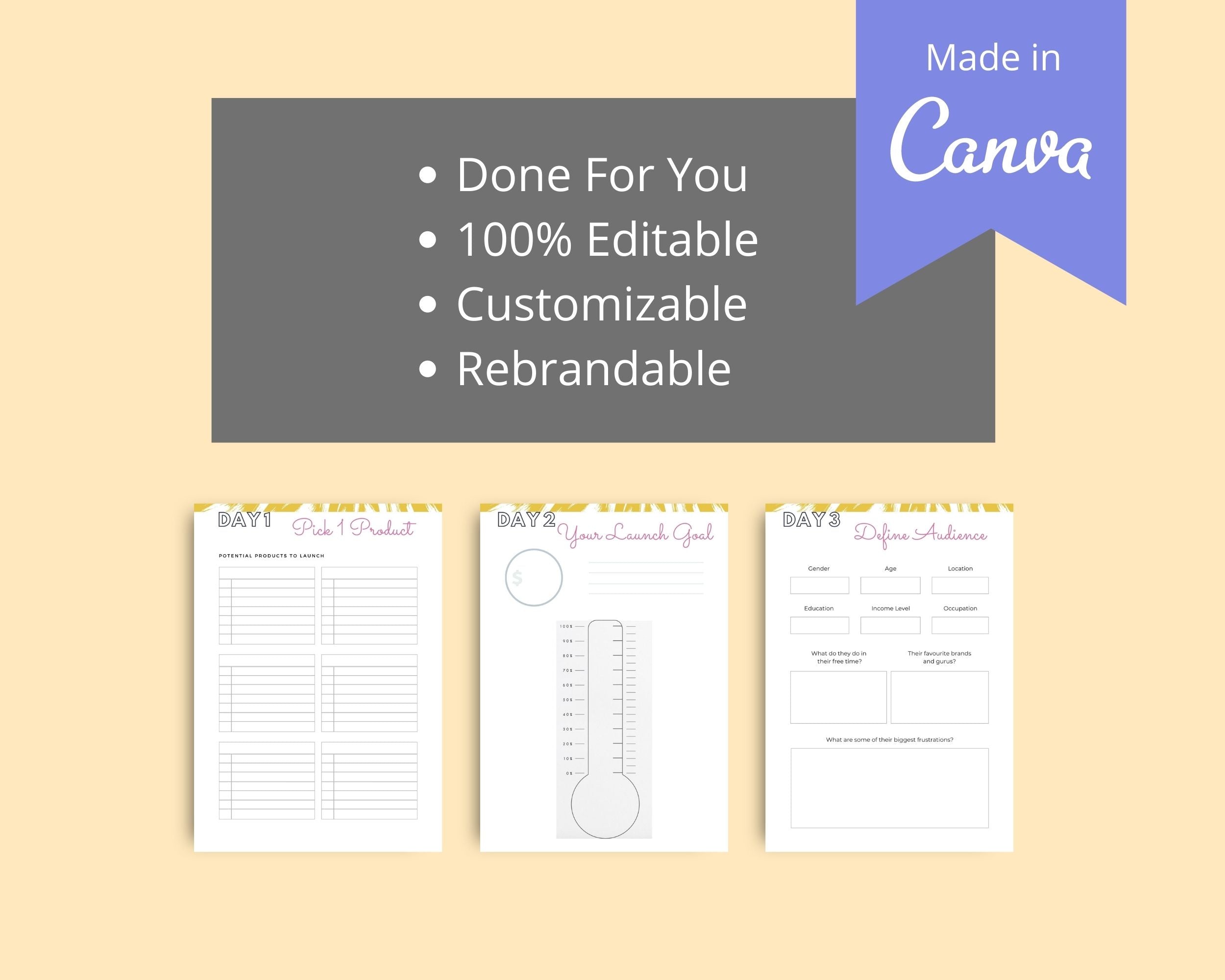 2 Weeks Launch Your Product Challenge | Editable Canva Template A4 Size