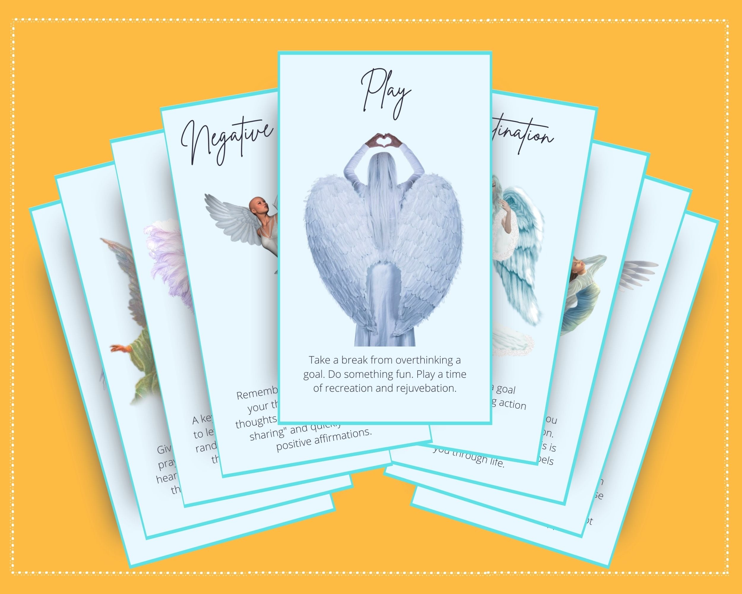 Messages from Guardian Angels Oracle Card Deck | Editable 44 Card Deck in Canva | Size 2.75"x 4.75" | Commercial Use