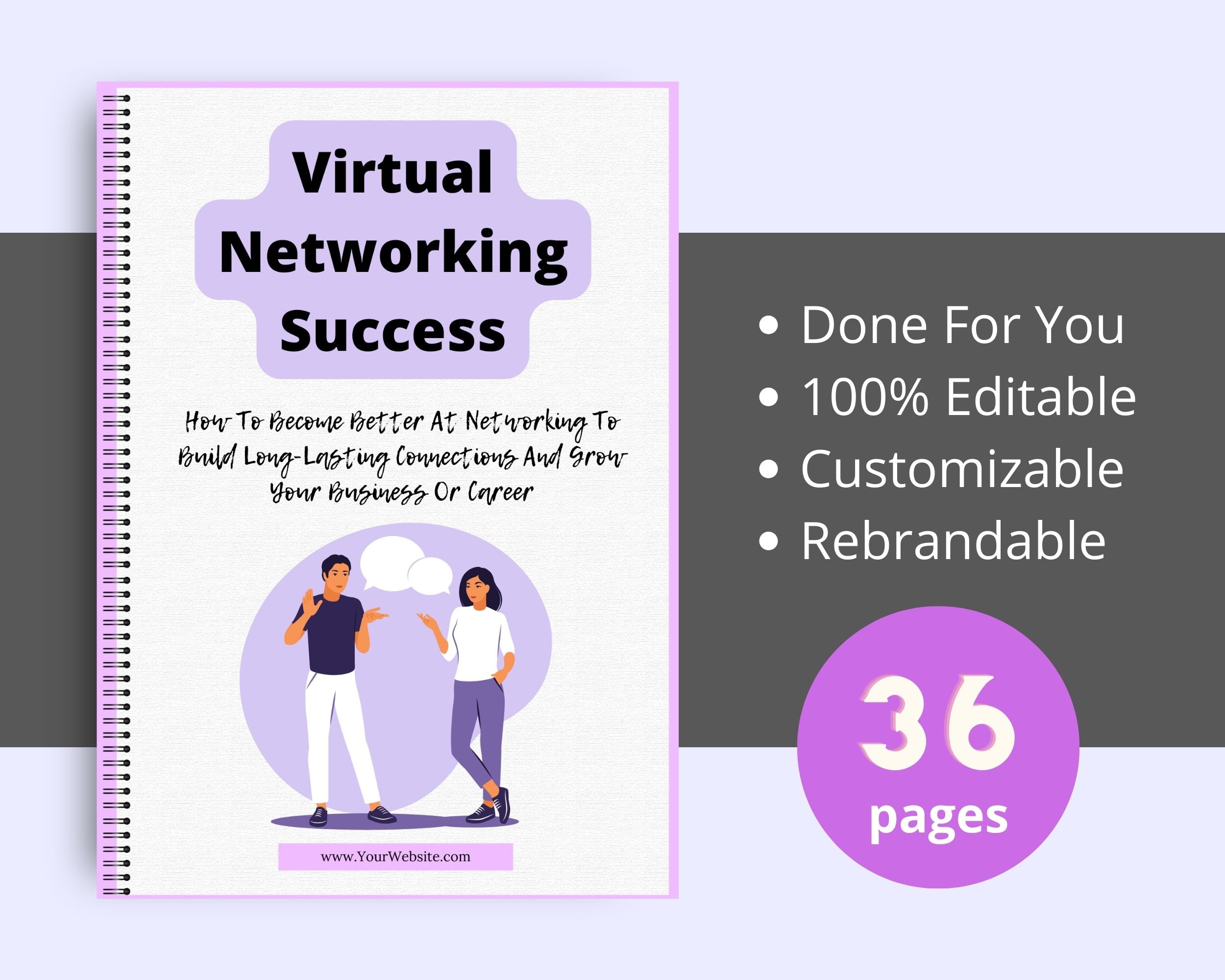 Editable Virtual Networking Success Ebook | Done-for-You Ebook in Canva | Rebrandable and Resizable Canva Template