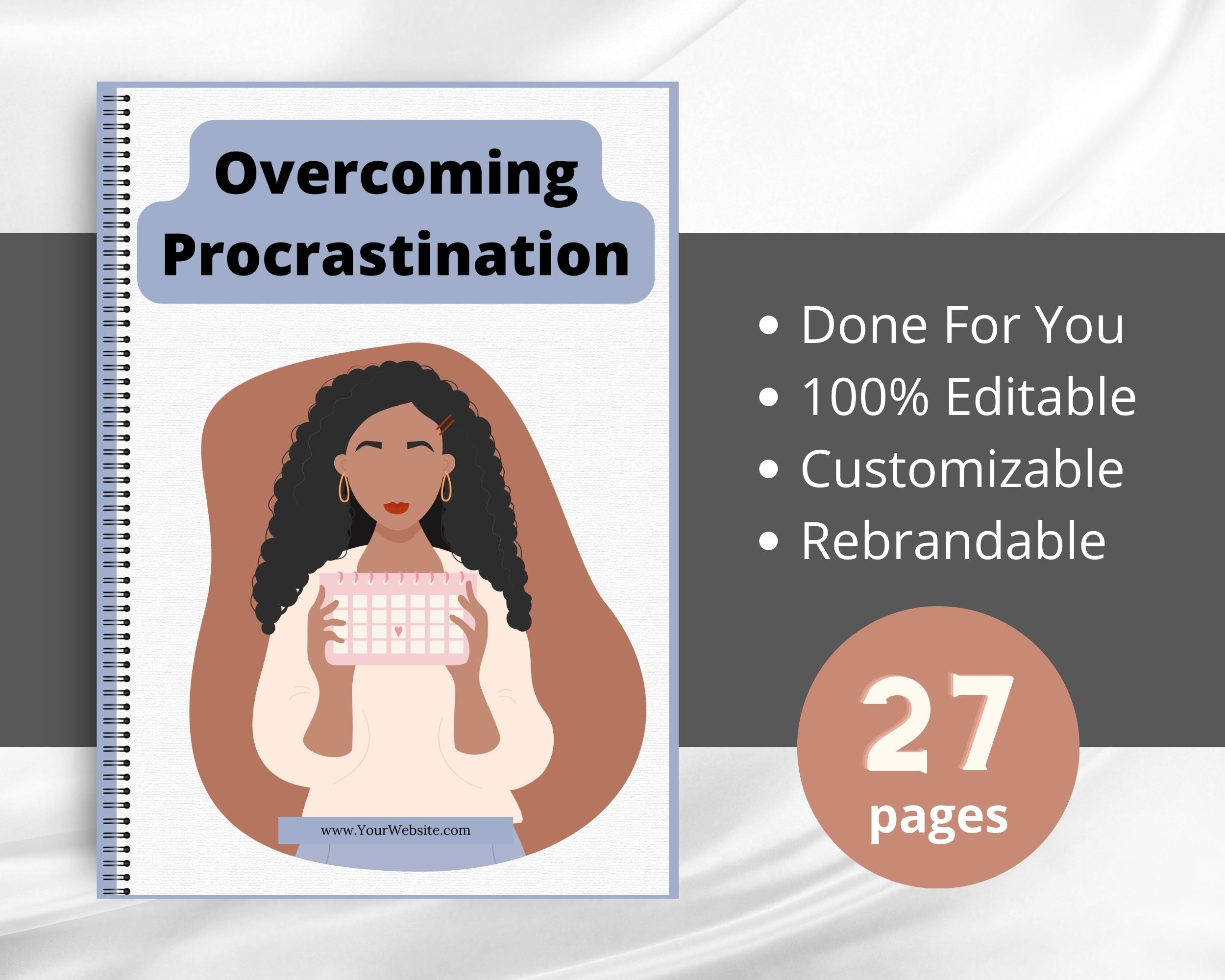 Editable Overcoming Procrastination Ebook | Done-for-You Ebook in Canva | Rebrandable and Resizable Canva Template