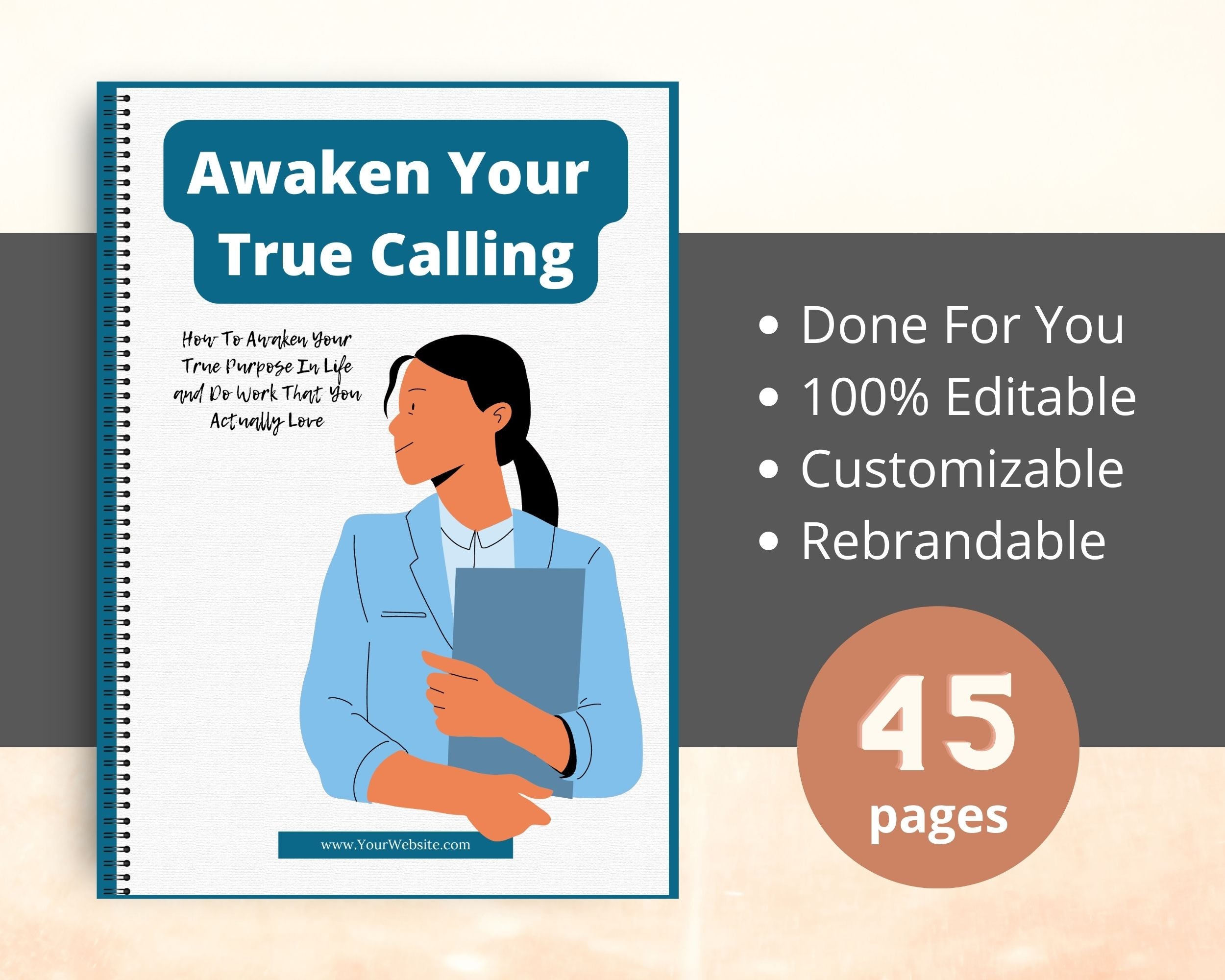 Editable Awaken Your True Calling Ebook | Done-for-You Ebook in Canva | Rebrandable and Resizable Canva Template