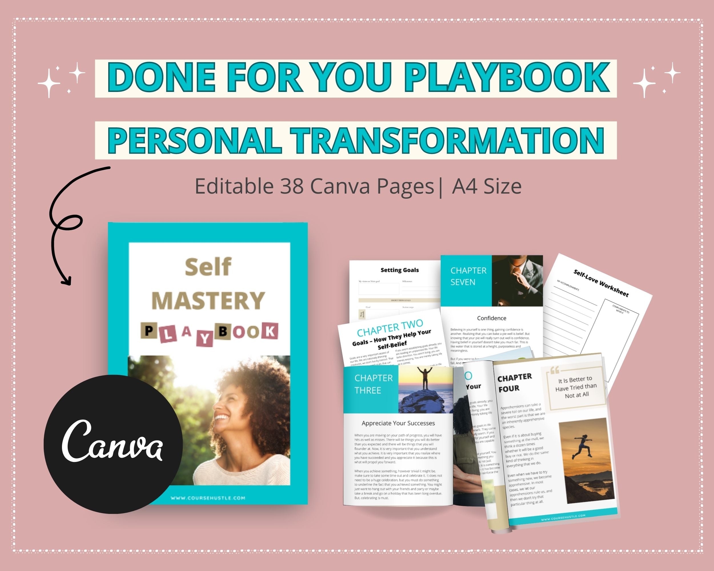 Done for You Self Mastery Playbook in Canva | Editable A4 Size Canva Template