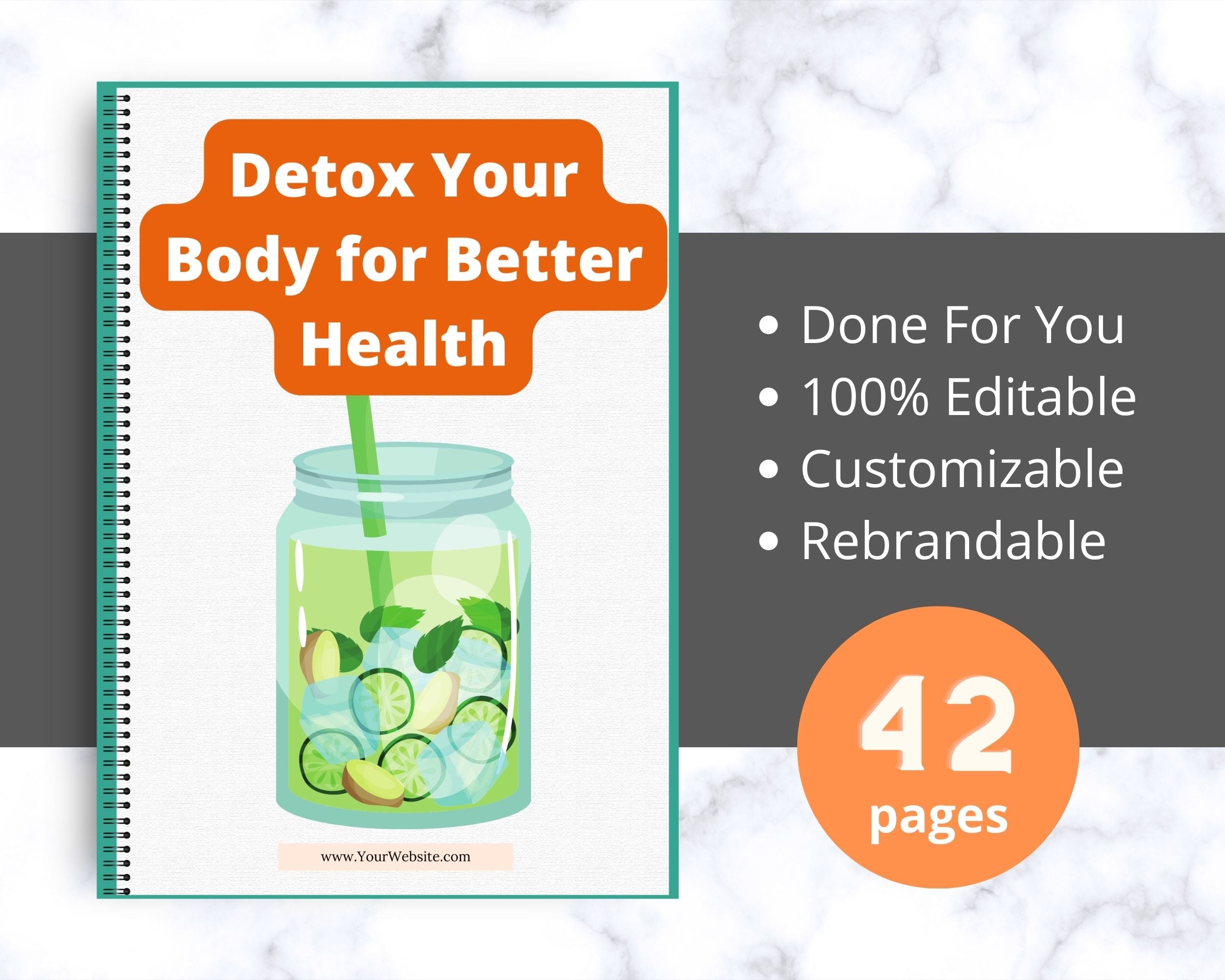 Editable Detox Your Body for Better Health Ebook | Done-for-You Ebook in Canva | Rebrandable and Resizable Canva Template