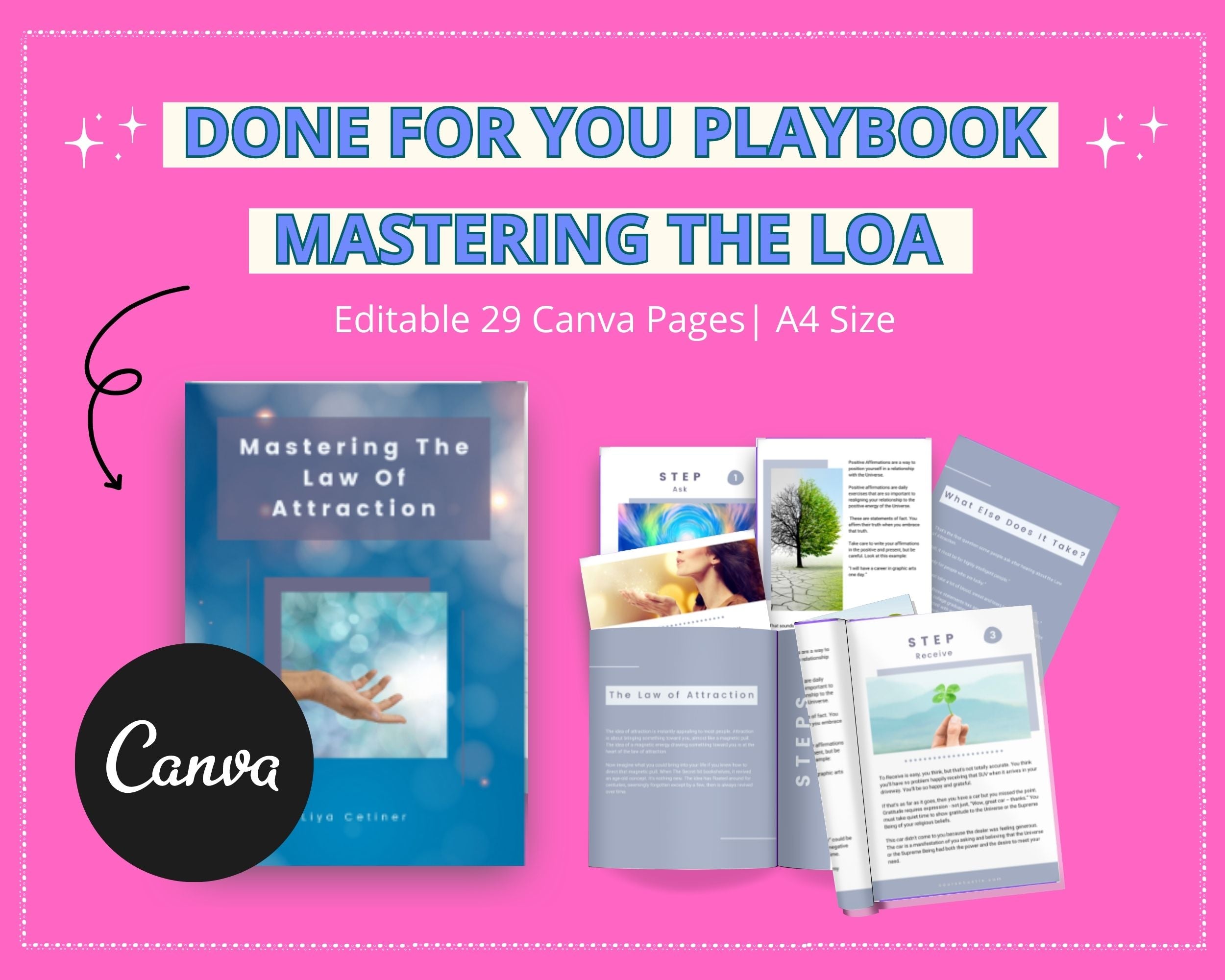 Done for You Law of Attraction Playbook in Canva | Editable Letter Size Canva Template