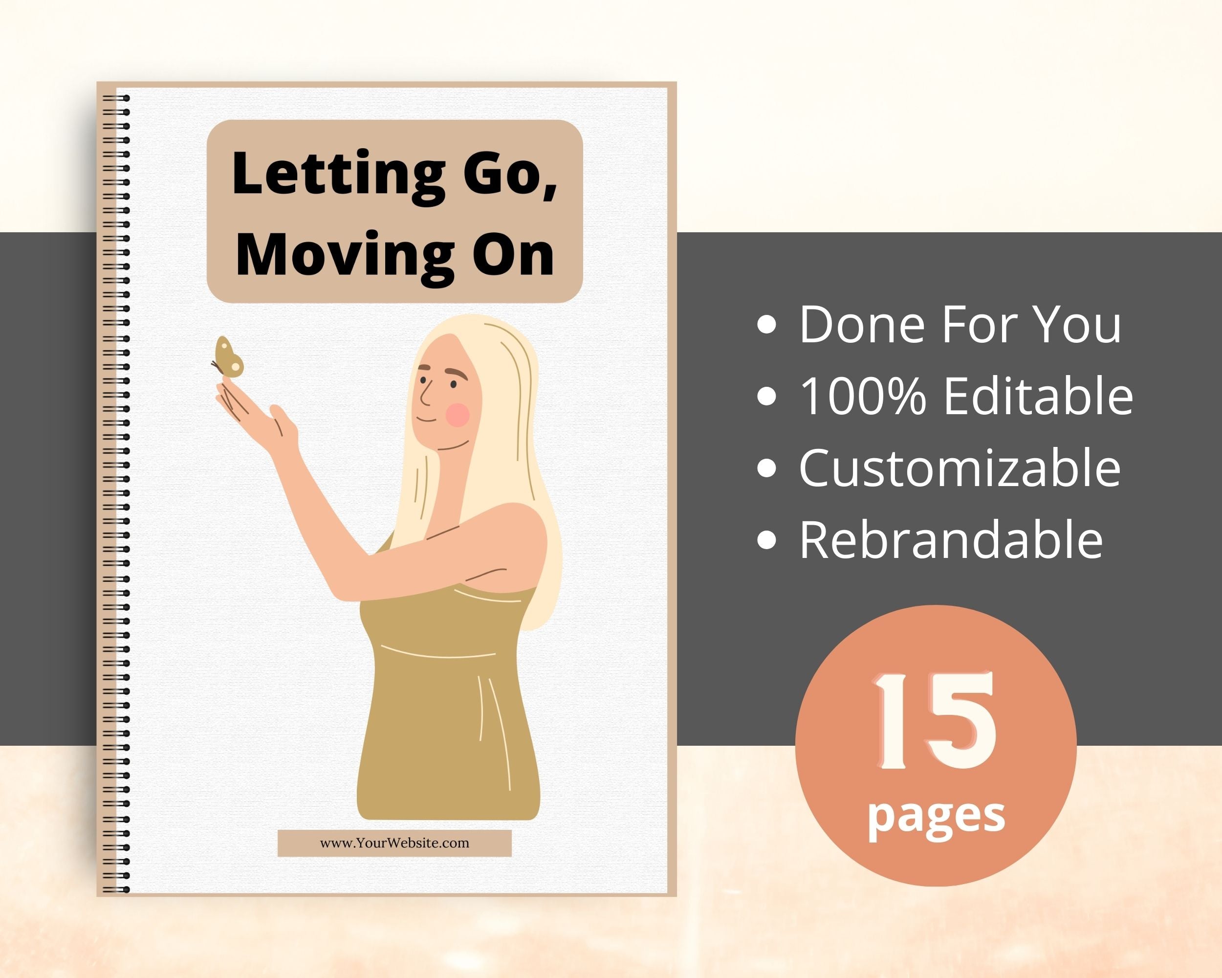 Editable Letting Go, Moving On Mini Ebook | Done-for-You Ebook in Canva | Rebrandable and Resizable Canva Template