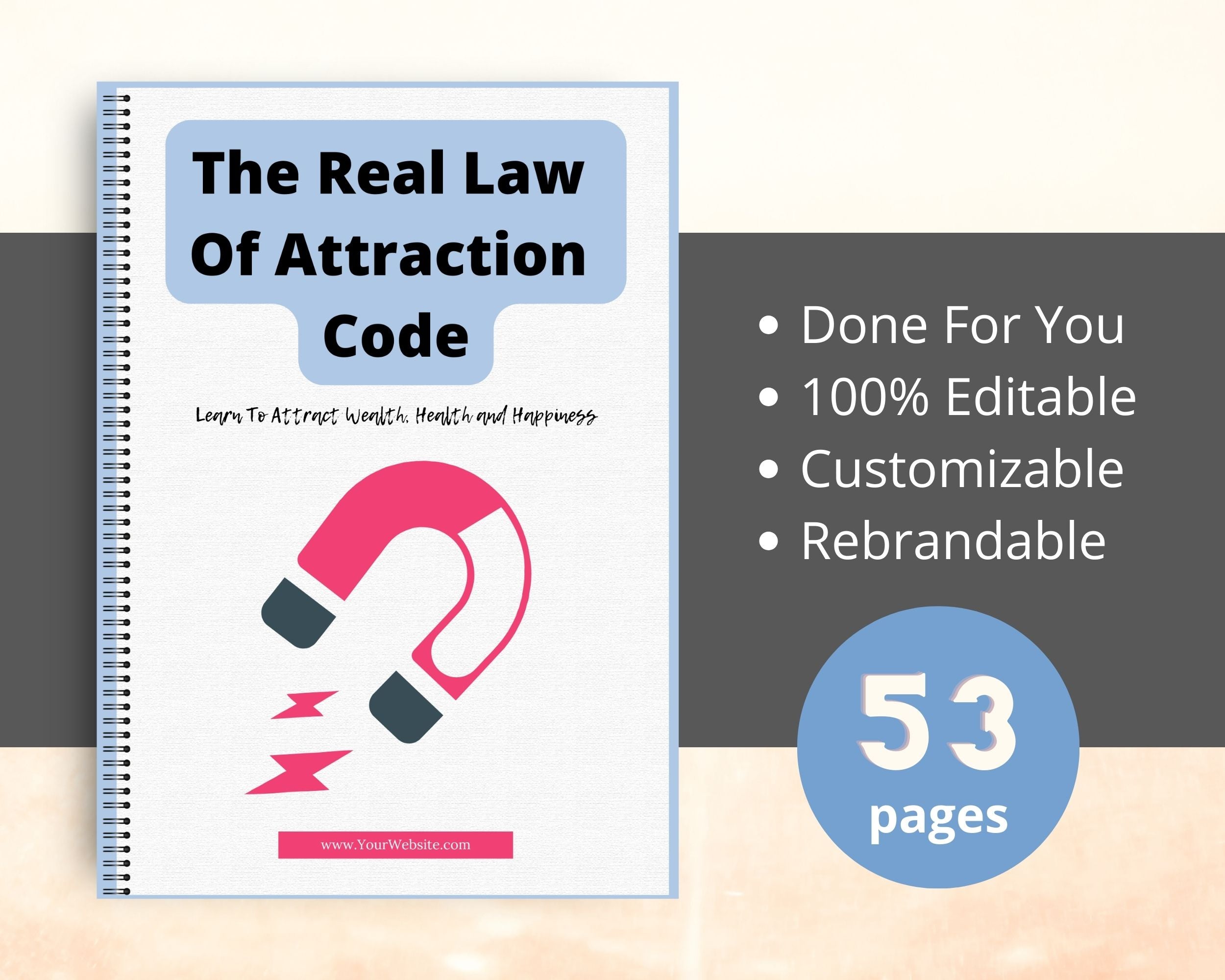 Editable The Real Law Of Attraction Code Ebook | Done-for-You Ebook in Canva | Rebrandable and Resizable Canva Template