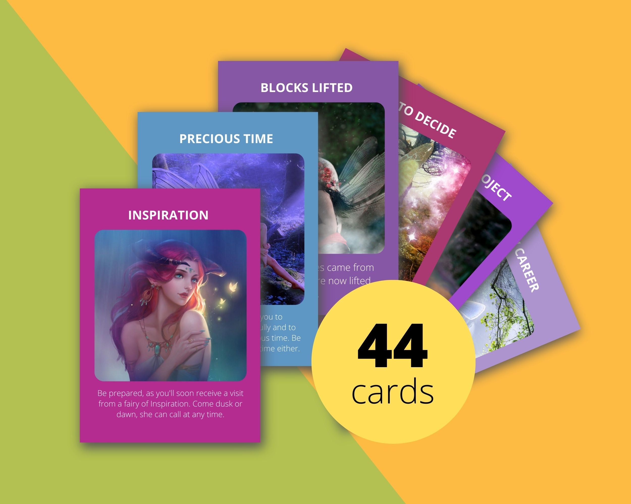 Messages from Fairies Oracle Card Deck | Editable 44 Card Deck in Canva | Size 3"x 4" | Commercial Use