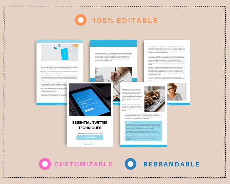 Done-for-You Essential Twitter Techniques Ebook in Canva | Editable Canva A4