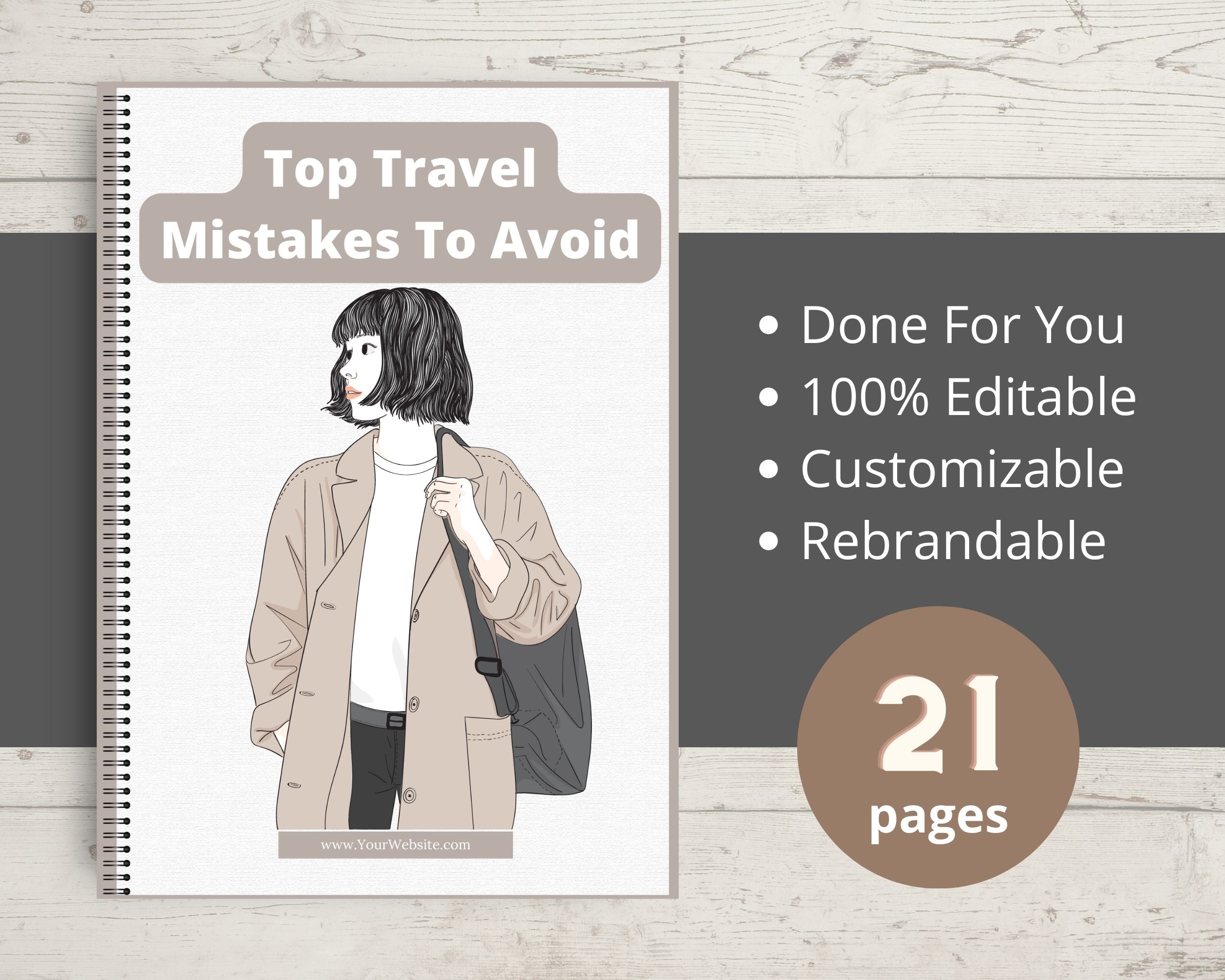 Editable Top Travel Mistakes To Avoid Ebook in Canva | Rebrandable and Resizable Canva Template