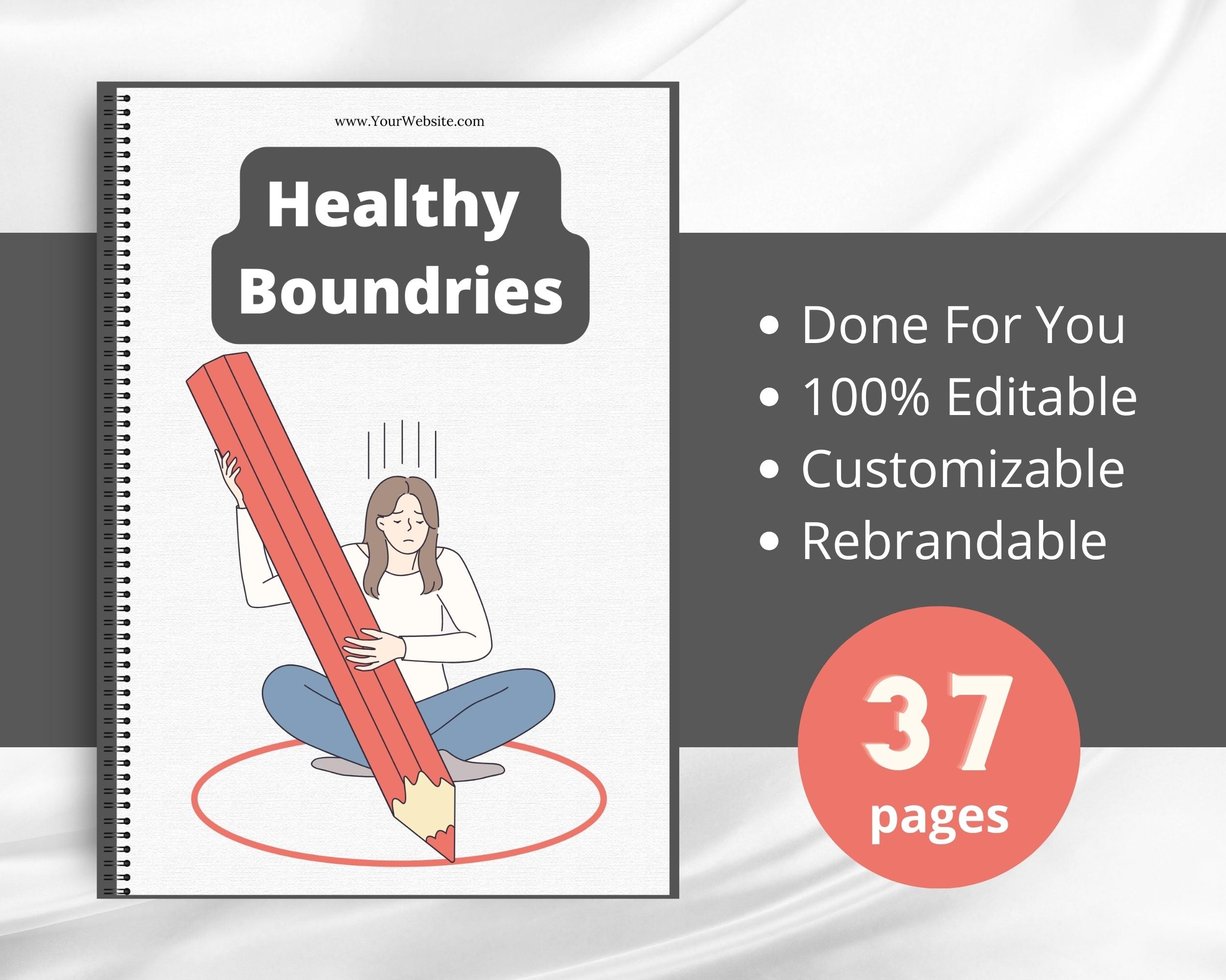 Editable Healthy Boundaries Ebook | Done-for-You Ebook in Canva | Rebrandable and Resizable Canva Template