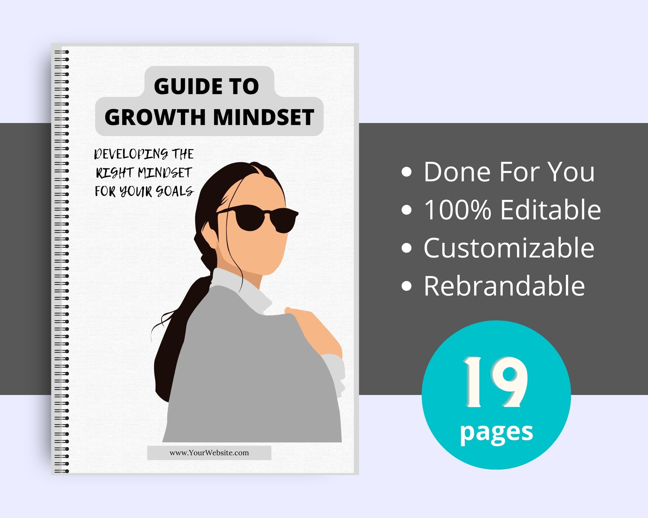 Editable Guide to Growth Mindset Ebook | Done-for-You Ebook in Canva | Rebrandable and Resizable Canva Template