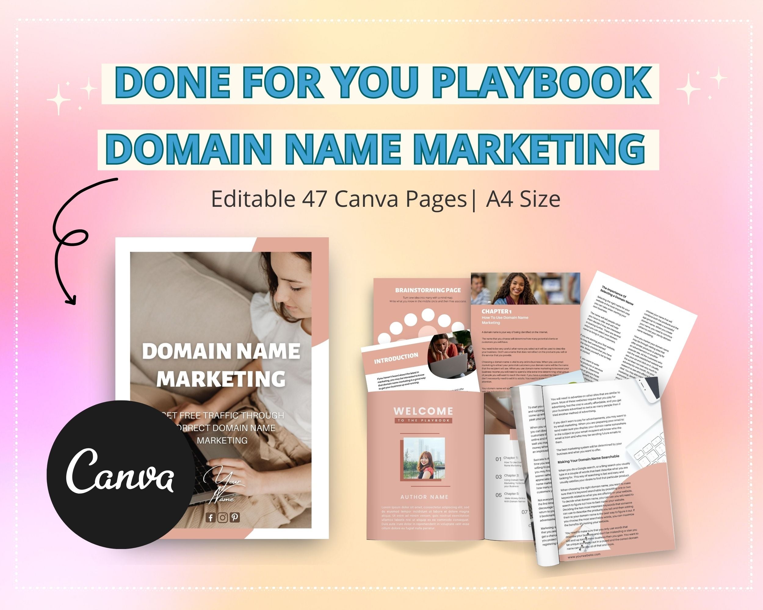Domain Name Marketing Playbook in Canva