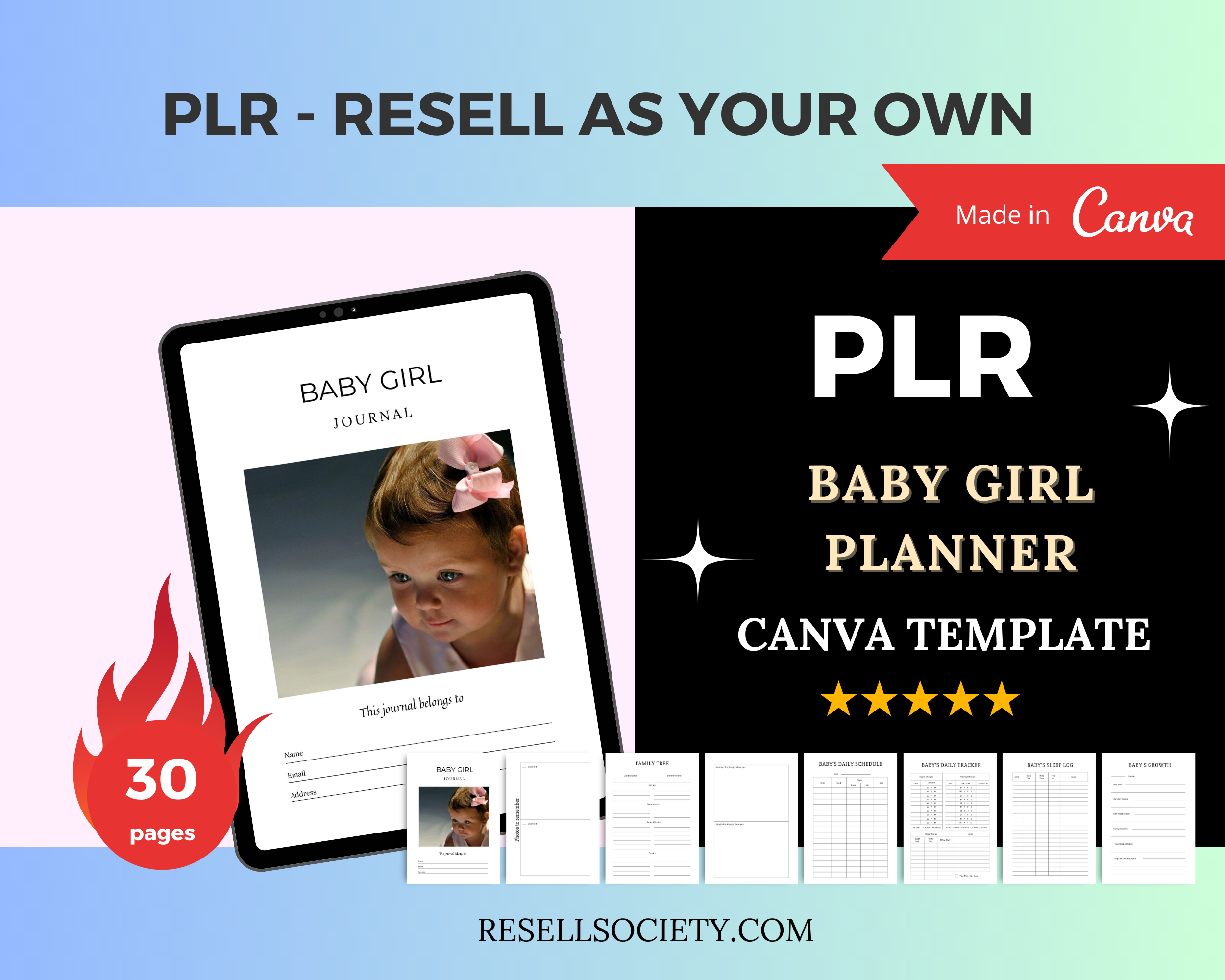 Editable Baby Girl Planner Templates in Canva | Commercial Use