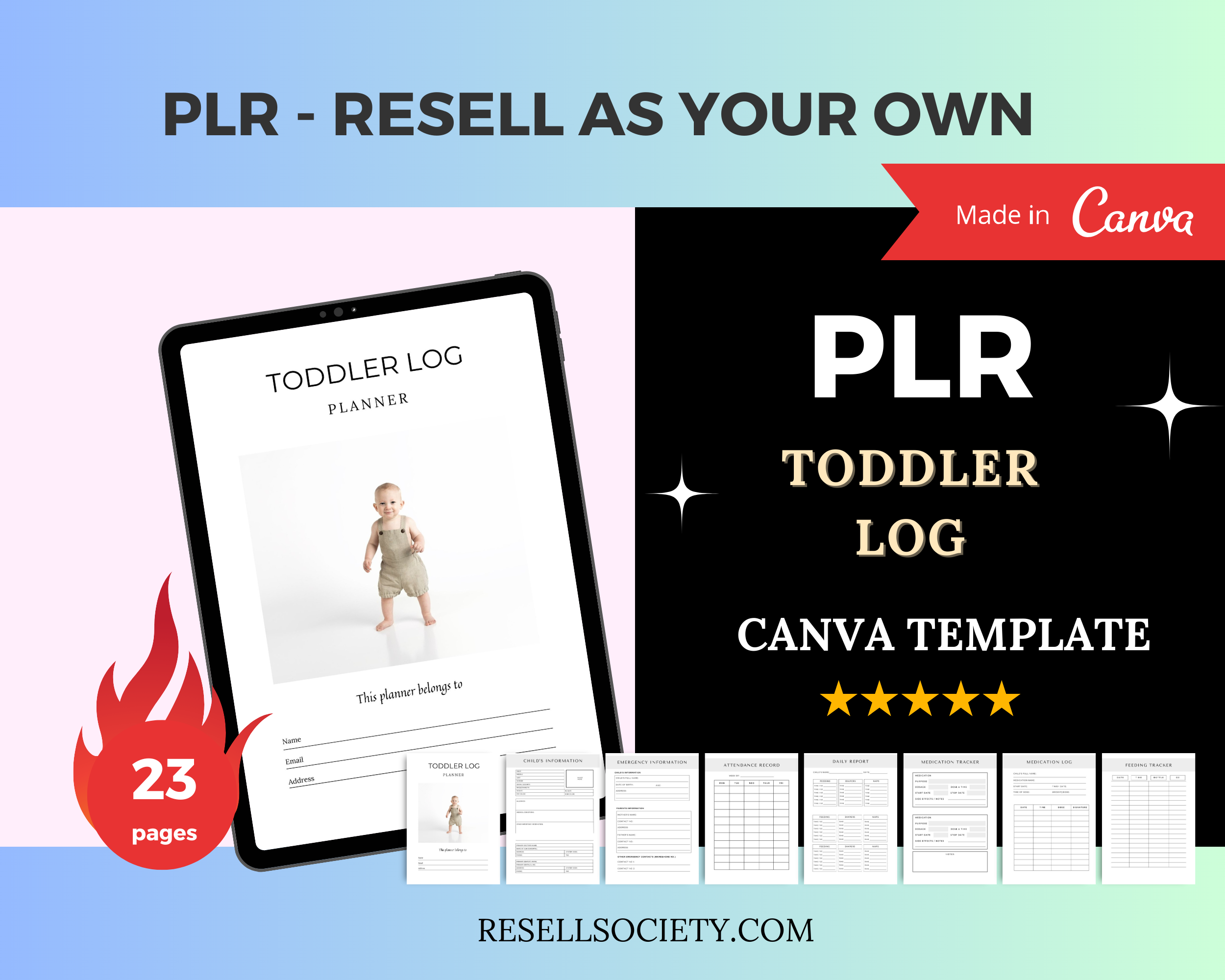 Editable Toddler Log Planner in Canva | Canva Template Pack | Commercial Use