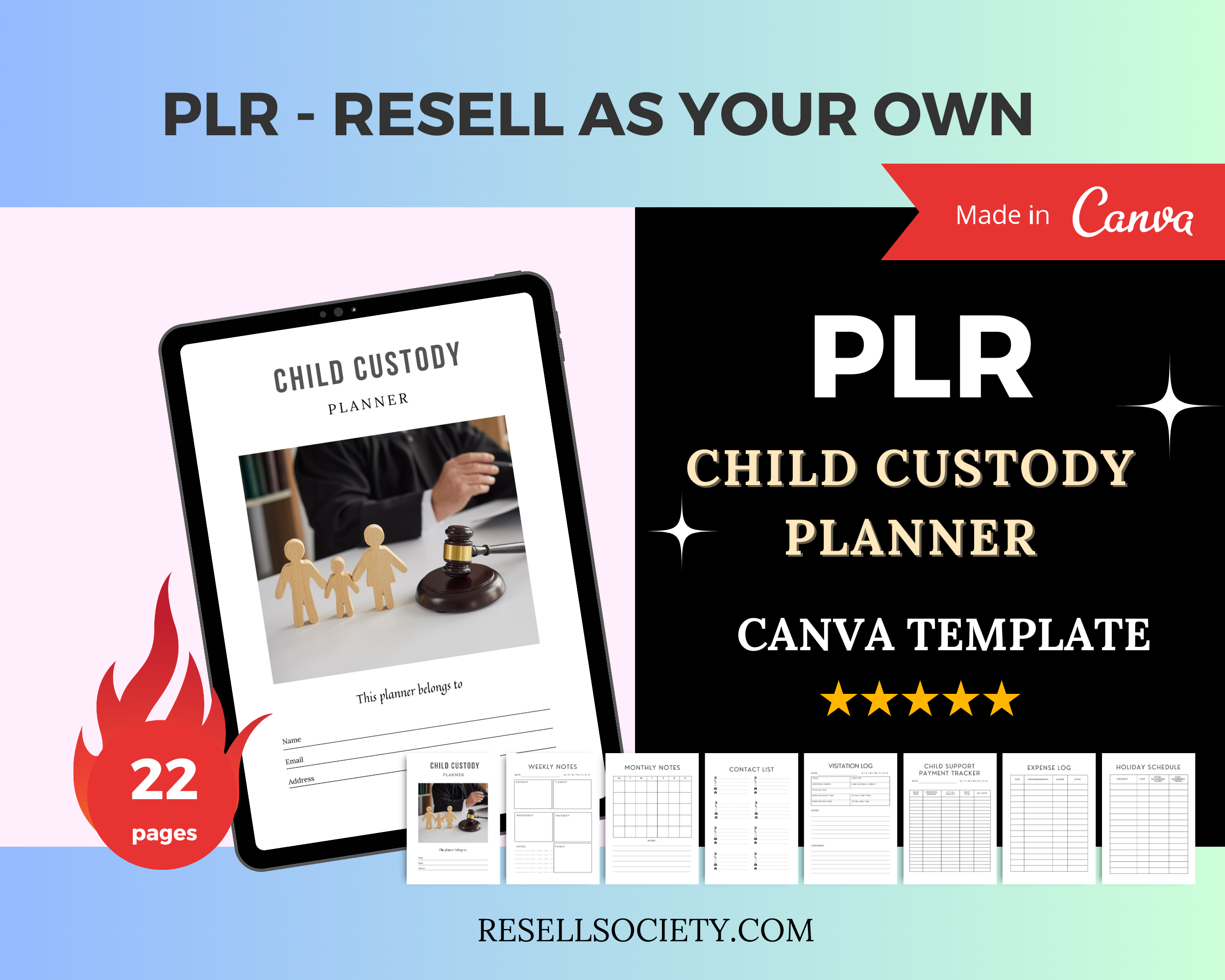 Editable Child Custody Planner in Canva | Canva Template Pack | Commercial Use